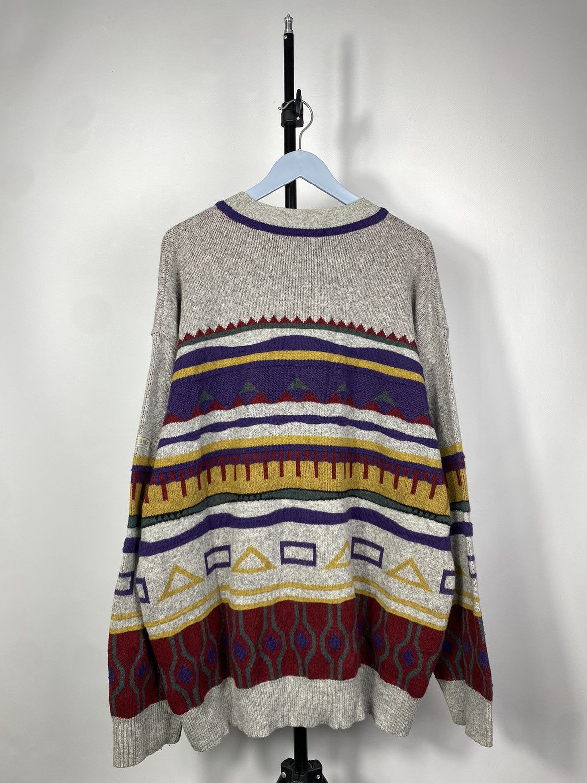 Adidas × Vintage Adidas vintage patterned knitted sweater 90s jumper Size US L / EU 52-54 / 3 - 13 Thumbnail