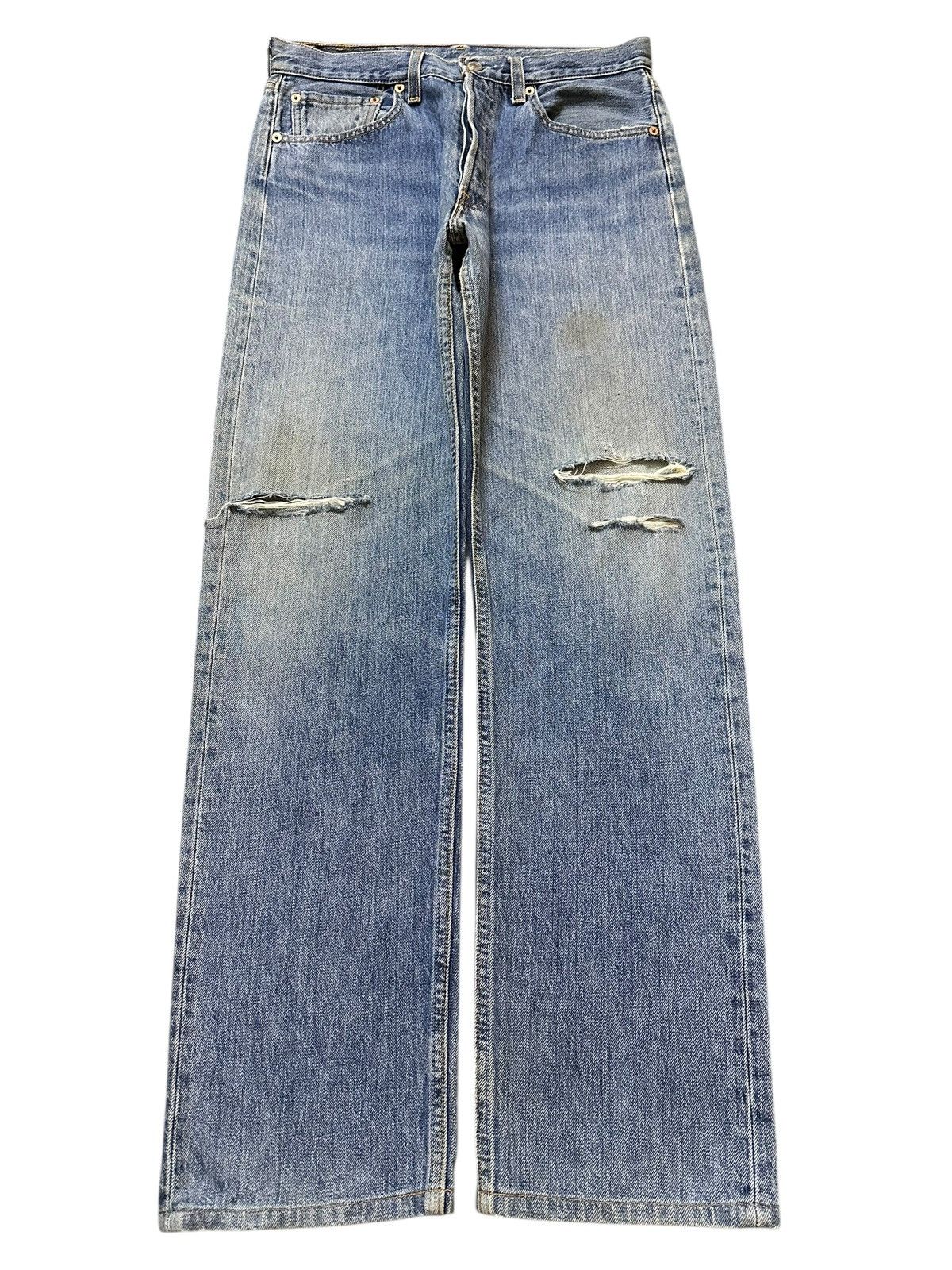Levi's Vintage 90s Levis 501 Blue Faded Wash Distress Style Jeans Size US 31 - 1 Thumbnail