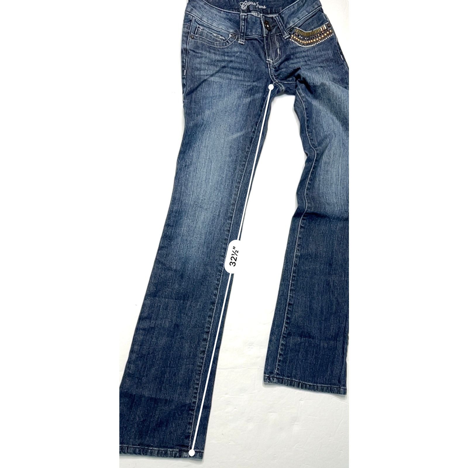 Guess Guess Foxy Embellished Stretch Flared Jeans 24 Whiskered Size 24" / US 00 / IT 34 - 7 Thumbnail