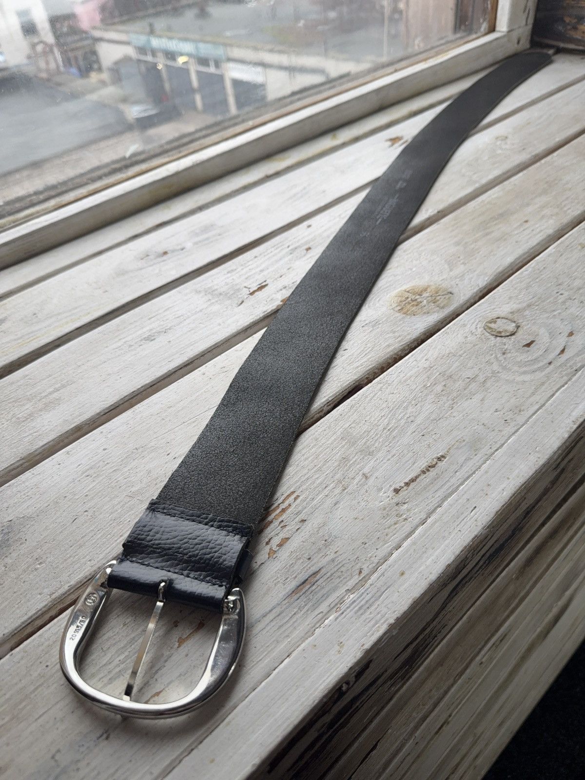 Japanese Brand Baguette Accessoires Navy Leather Belt 95cm Silver Buckle Size ONE SIZE - 9 Thumbnail