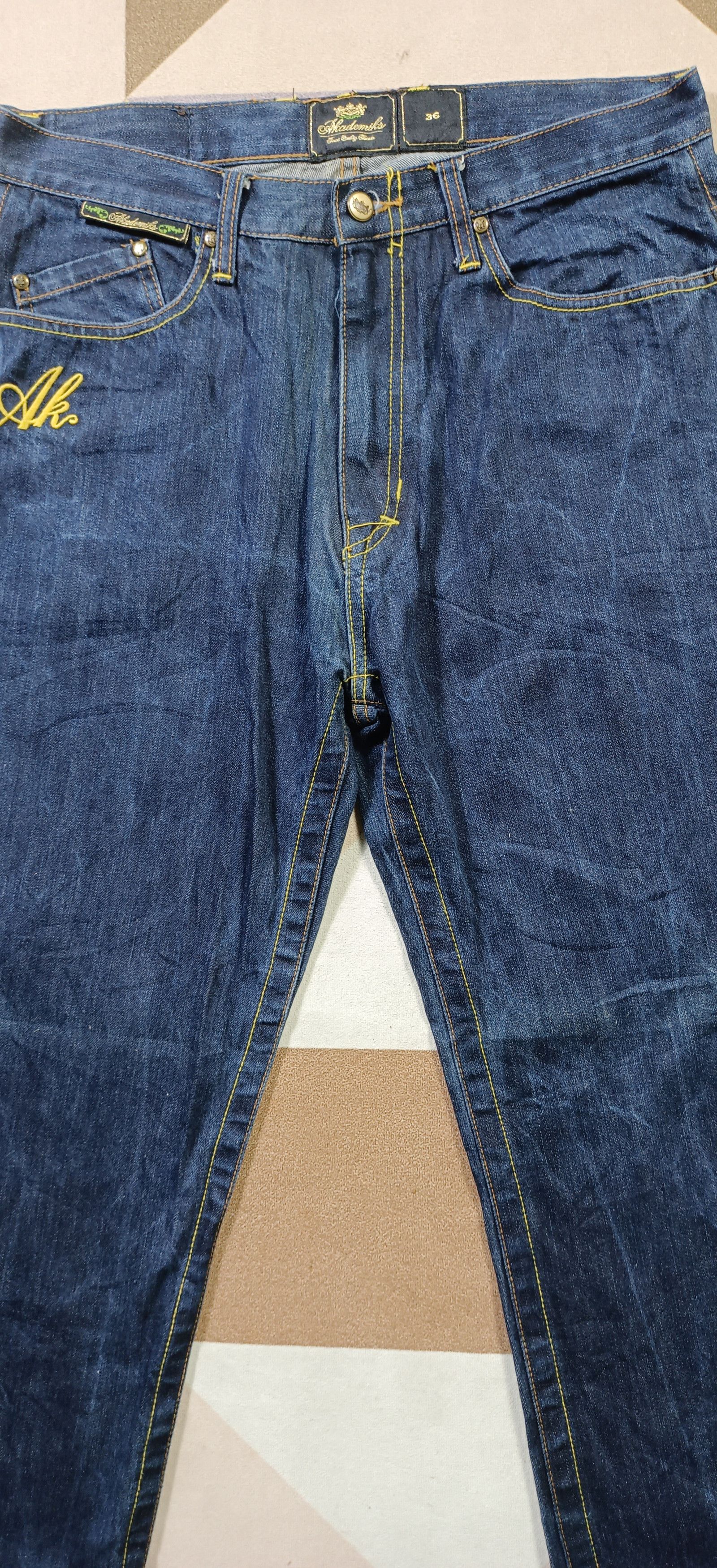 Akademiks × JNCO × Japanese Brand Akademiks Jeans Baggy Dark Wash Embroidered Pockets Hip Hop Size US 34 / EU 50 - 13 Thumbnail