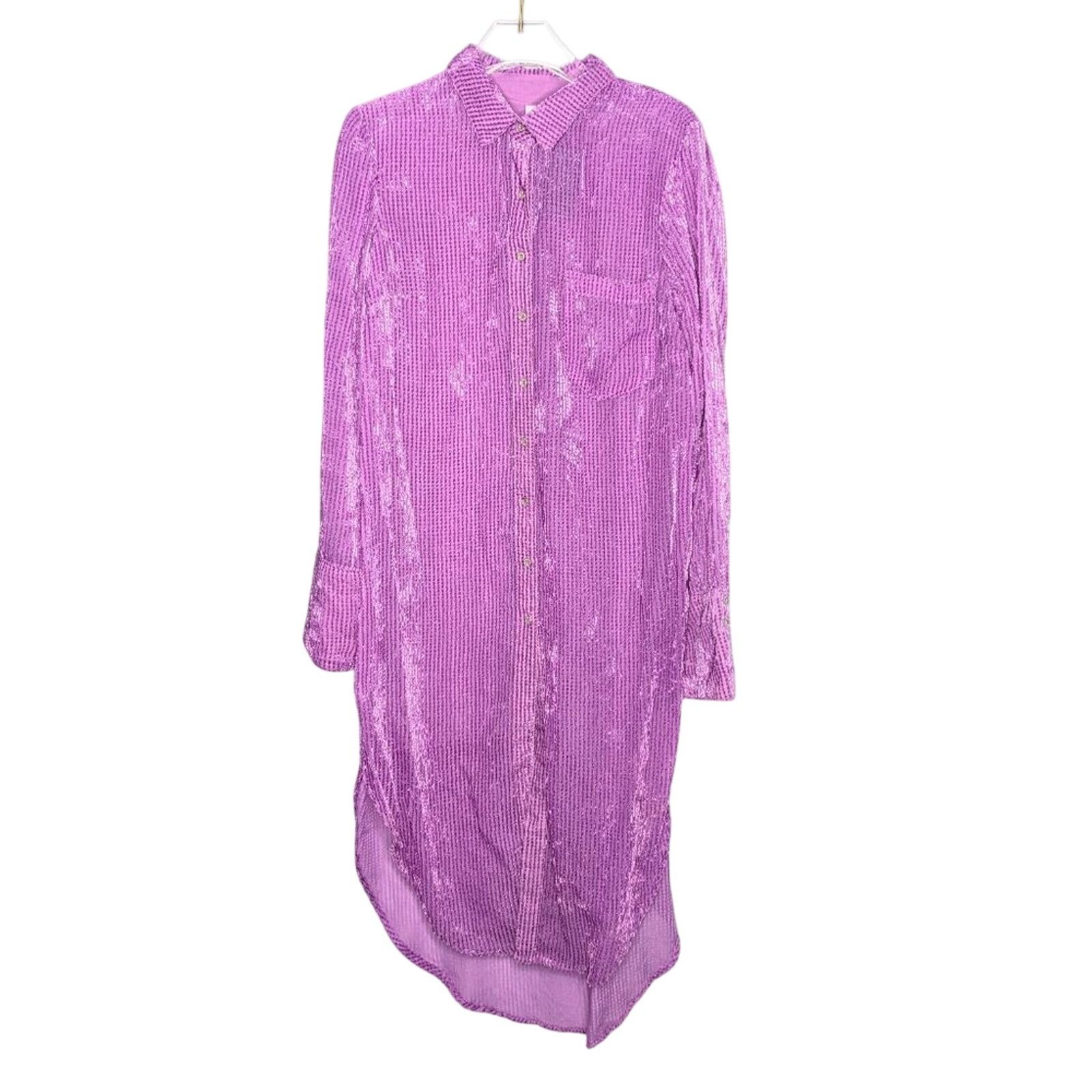 Anthropologie Anthropologie Akemi Kin Orchid Purple Velvet Striped Duster Size M / US 6-8 / IT 42-44 - 1 Thumbnail