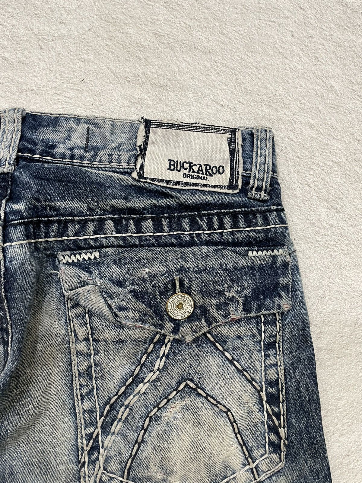 Japanese Brand 2000s Buckaro Heavy Distressed Denim Acid Wash Y2K Japan LGB Size US 34 / EU 50 - 10 Thumbnail