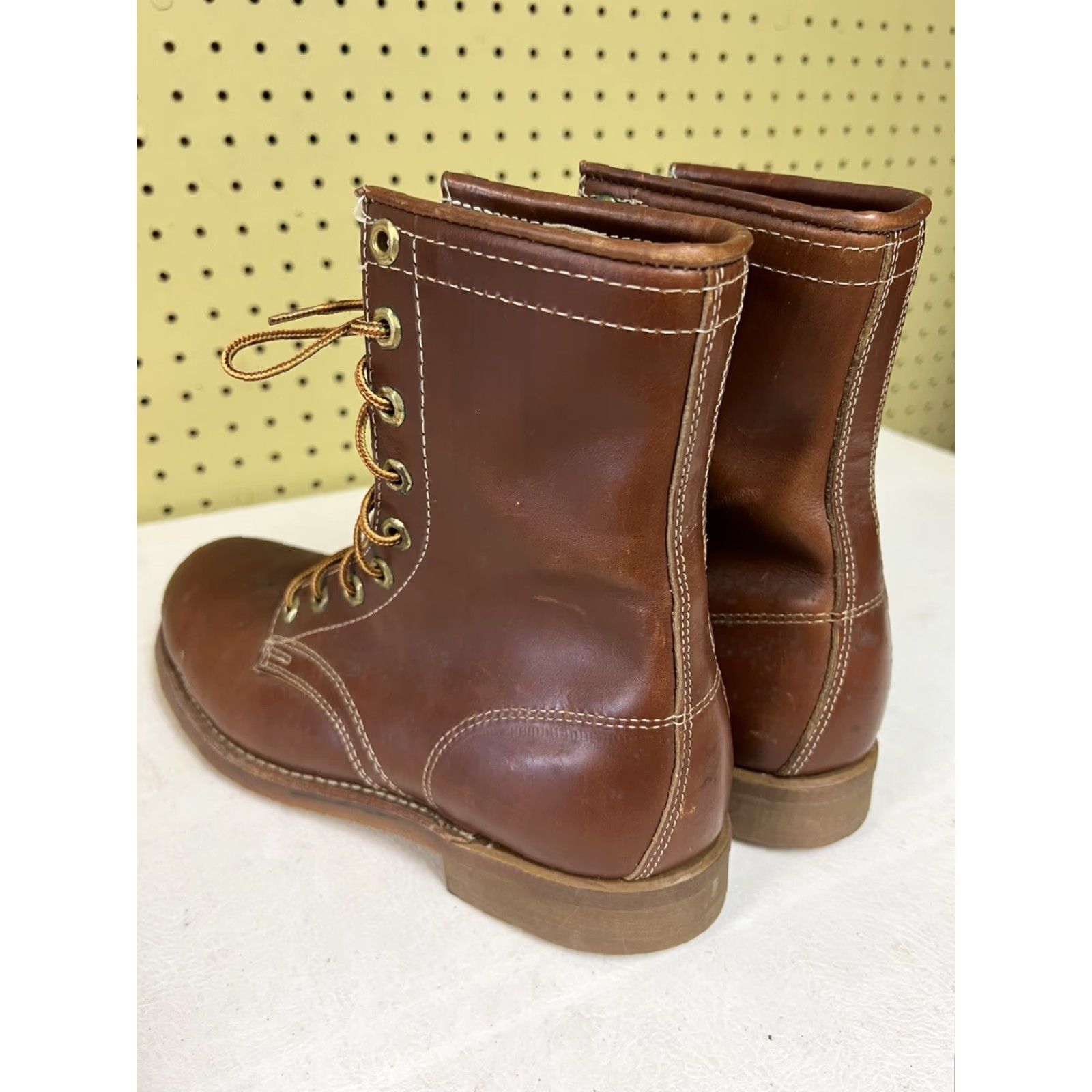 Vintage VINTAGE Herman Survivor Boots Work Leather 7 D Brown Leather Mid-Calf USA Goodyear Mens Boots Size US 7 / EU 40 - 3 Thumbnail