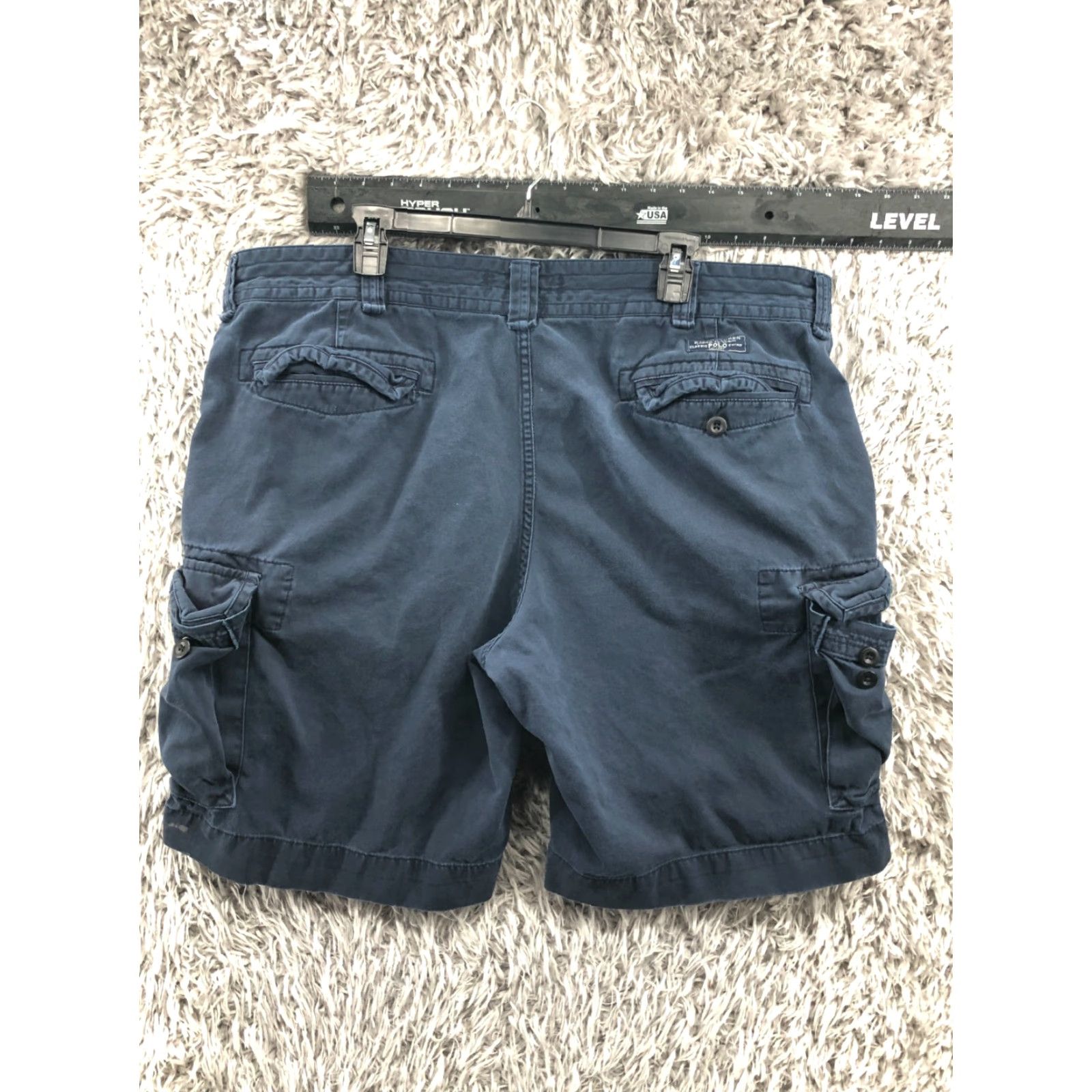 Vintage Polo Cargo Shorts Mens Regular 42 Blue Dark Wash 5-Pocket Cotton Blend Belt Loops Logo Polo Shirt? Size US XL / EU 56 / 4 - 7 Thumbnail