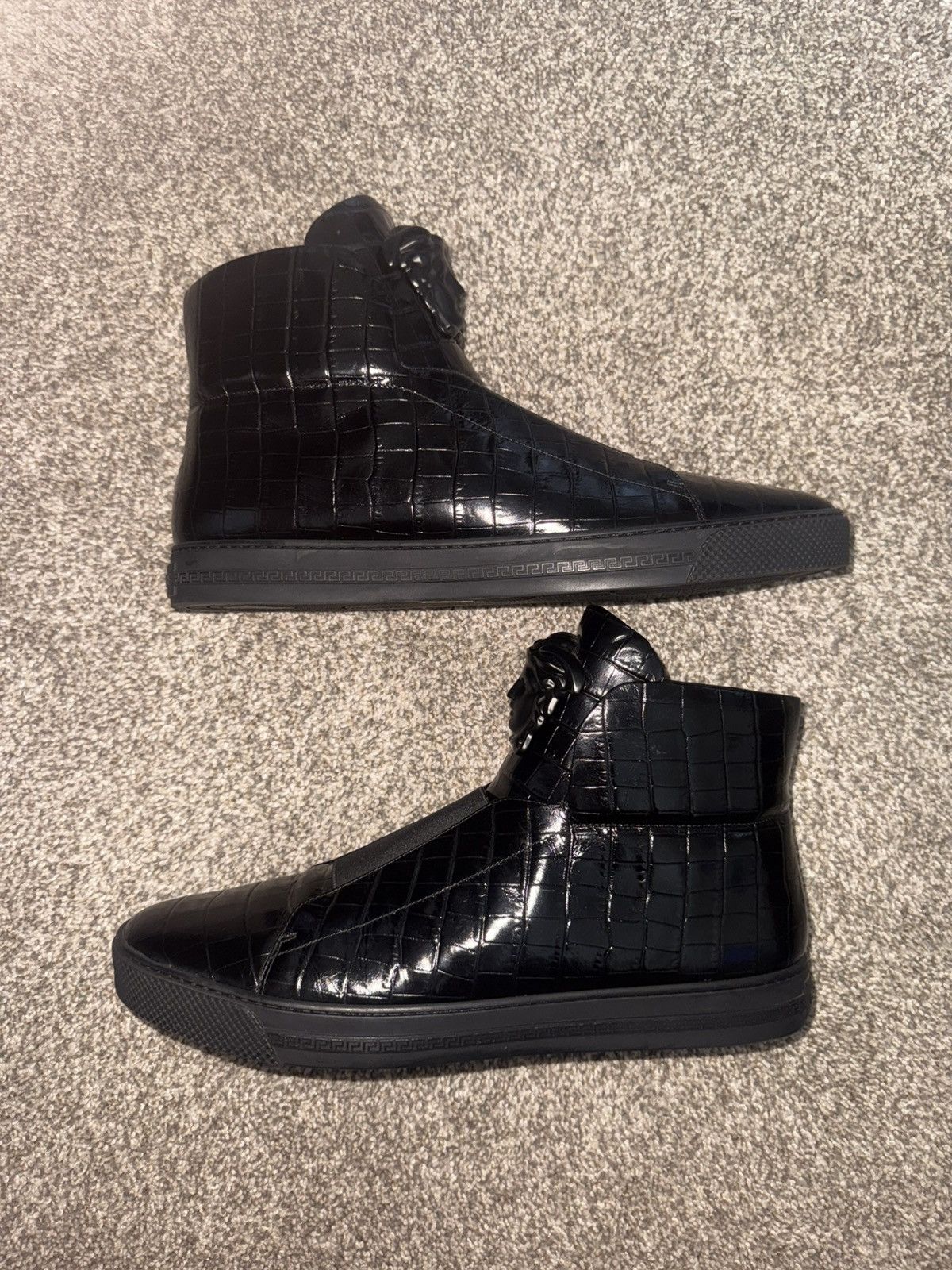 Versace Versace Black Leather Medusa High Top Sneakers (Size 13) Size US 13 / EU 46 - 2 Thumbnail