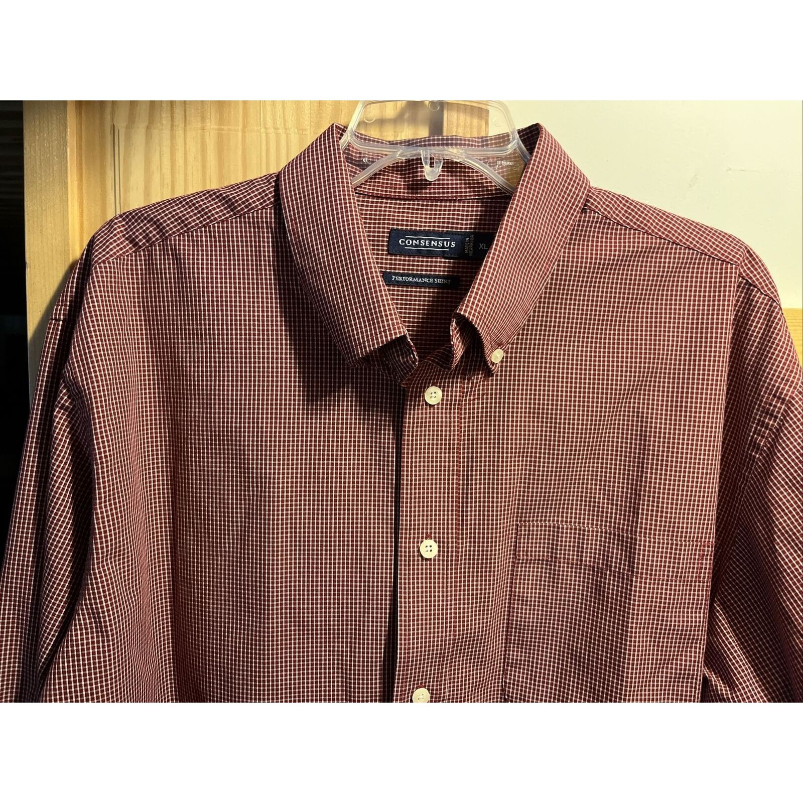 Consensus Sportswear Consensus Men’s XL Red Check LS Button Polyester Blend Shirt Size US XL / EU 56 / 4 - 5 Thumbnail