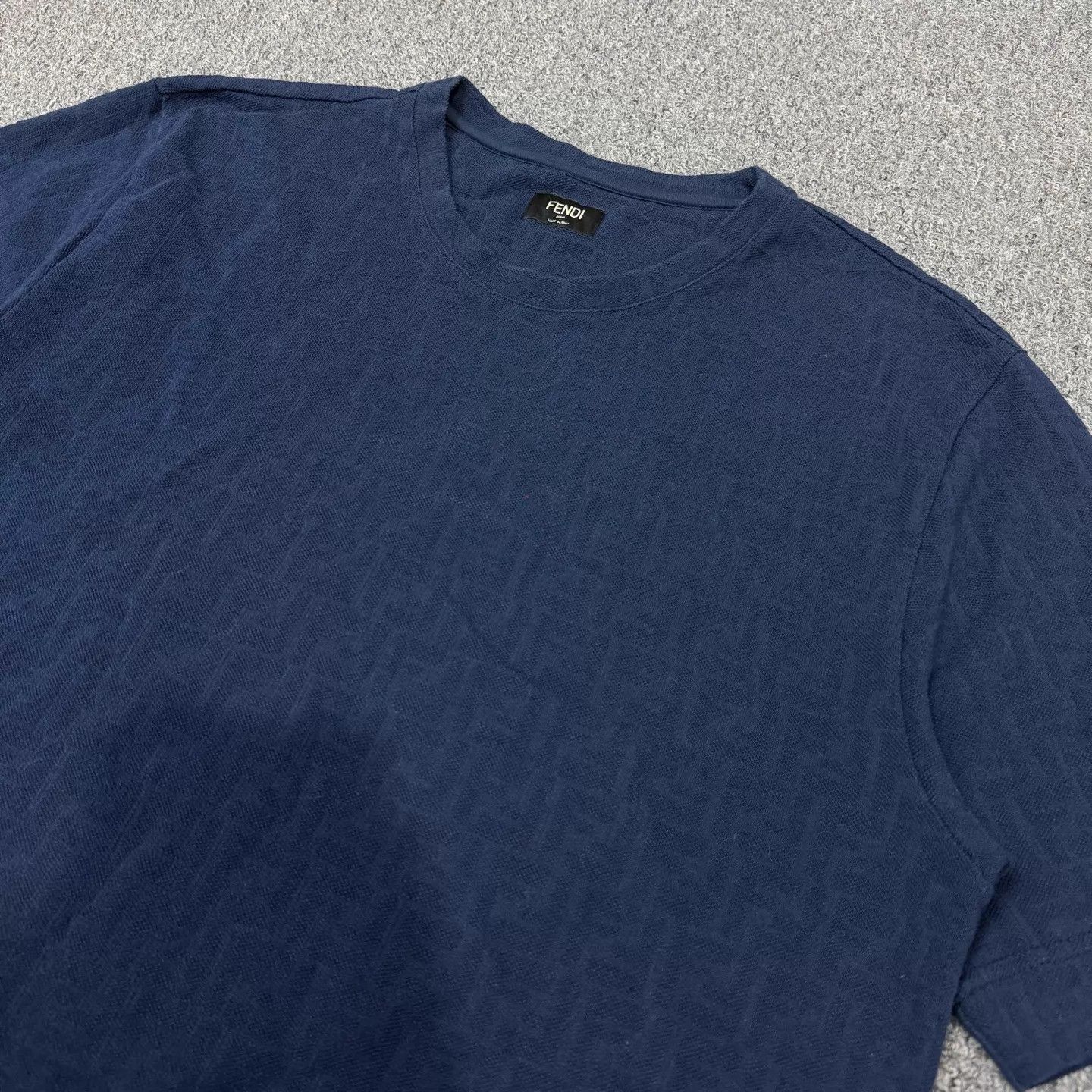 Fendi Fendi Navy Blue FF Print Short Sleeve L 95 New Size L / US 10 / IT 46 - 3 Thumbnail