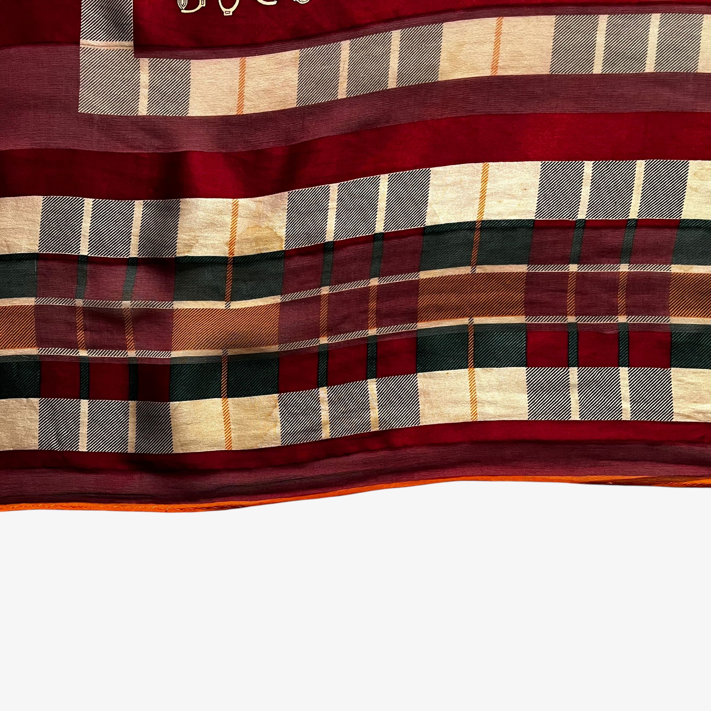 Paolo Gucci Vintage 80s Paolo Gucci Horsebit & Tartan Print Silk Scarf Size ONE SIZE - 7 Thumbnail