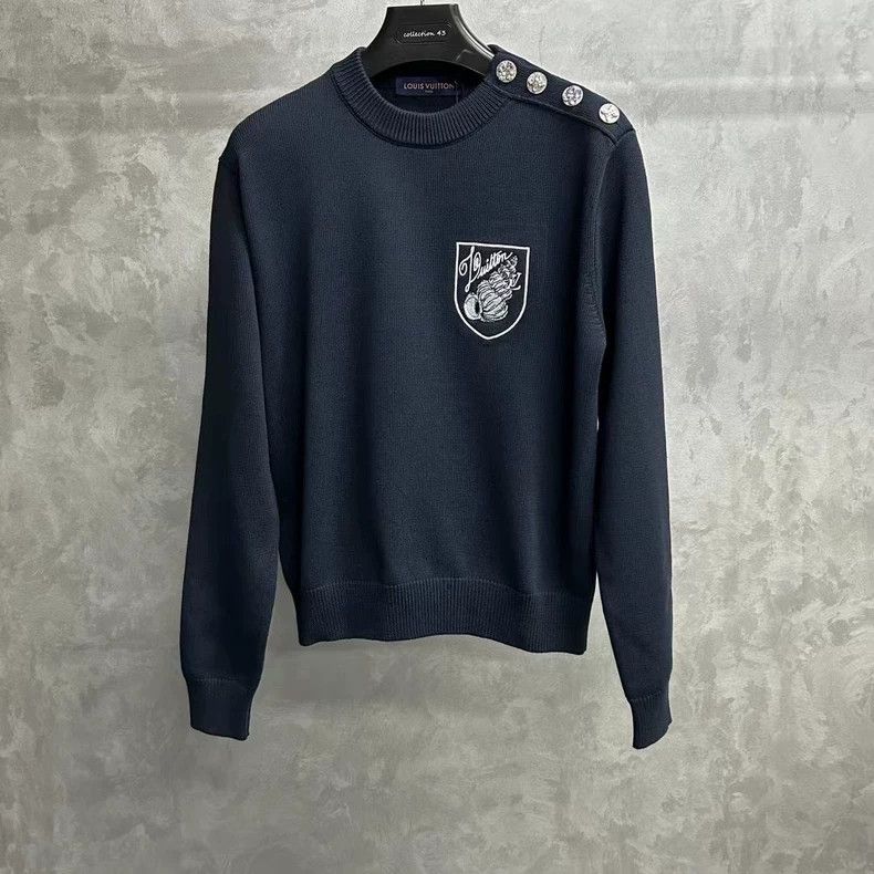 Louis Vuitton Louis Vuitton Blue embroidered medal logo sweater 2502-Nex Size US S / EU 44-46 / 1 - 1 Thumbnail