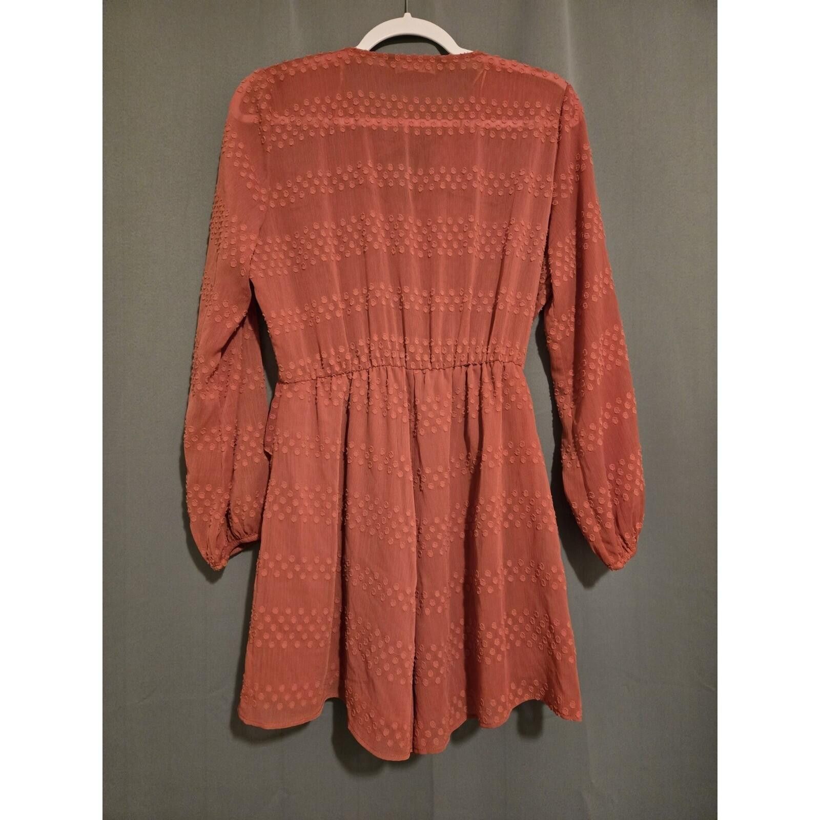 Zara Zara Swiss Dot Ruffle Romper Long Sleeve Dusty Rose Size 32" / US 10 / IT 46 - 2 Thumbnail
