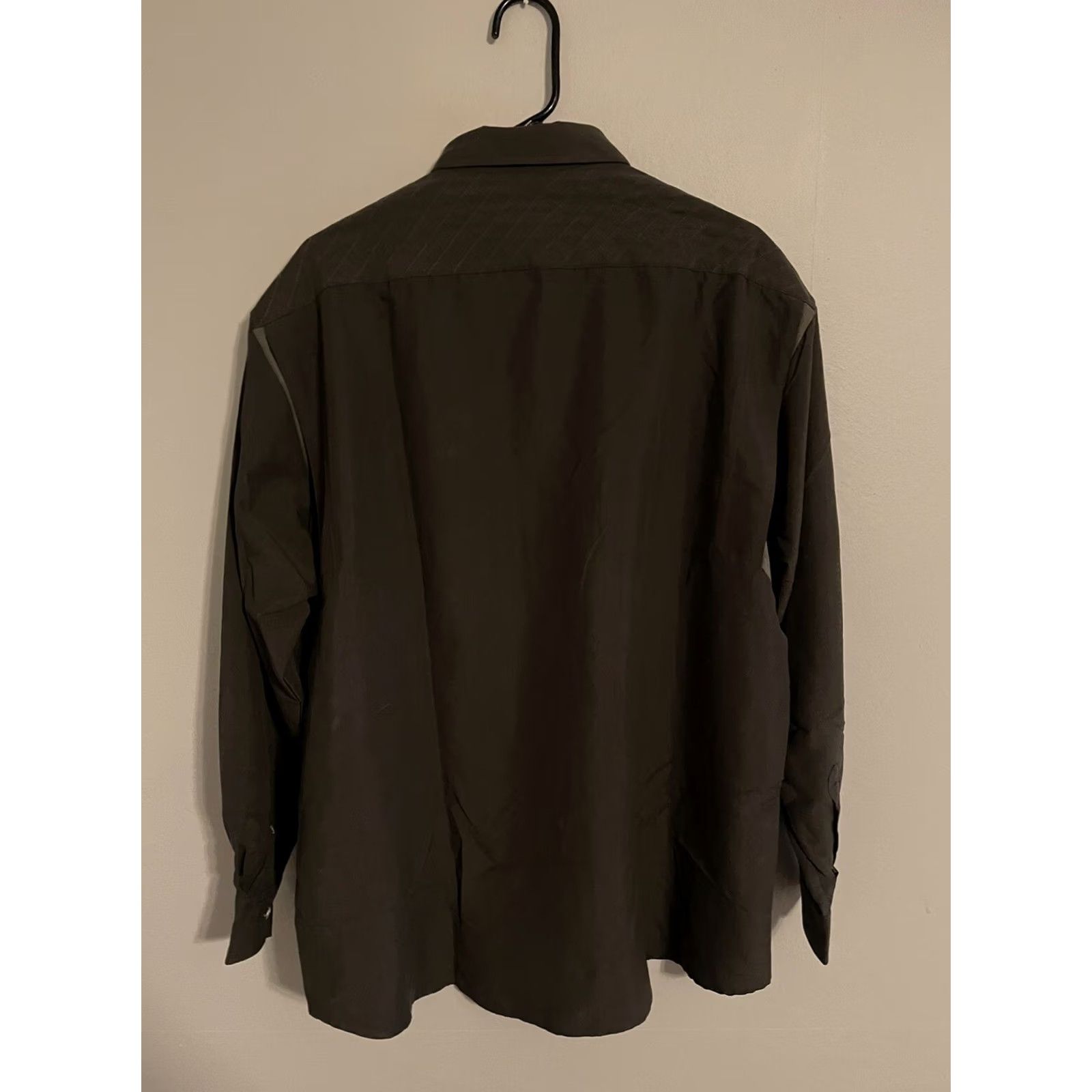 Barbour VINTAGE Barbour Olive Green Polyester L/S Button Up Vented Guide Shirt - Men's XLarge XL Size US XL / EU 56 / 4 - 3 Thumbnail