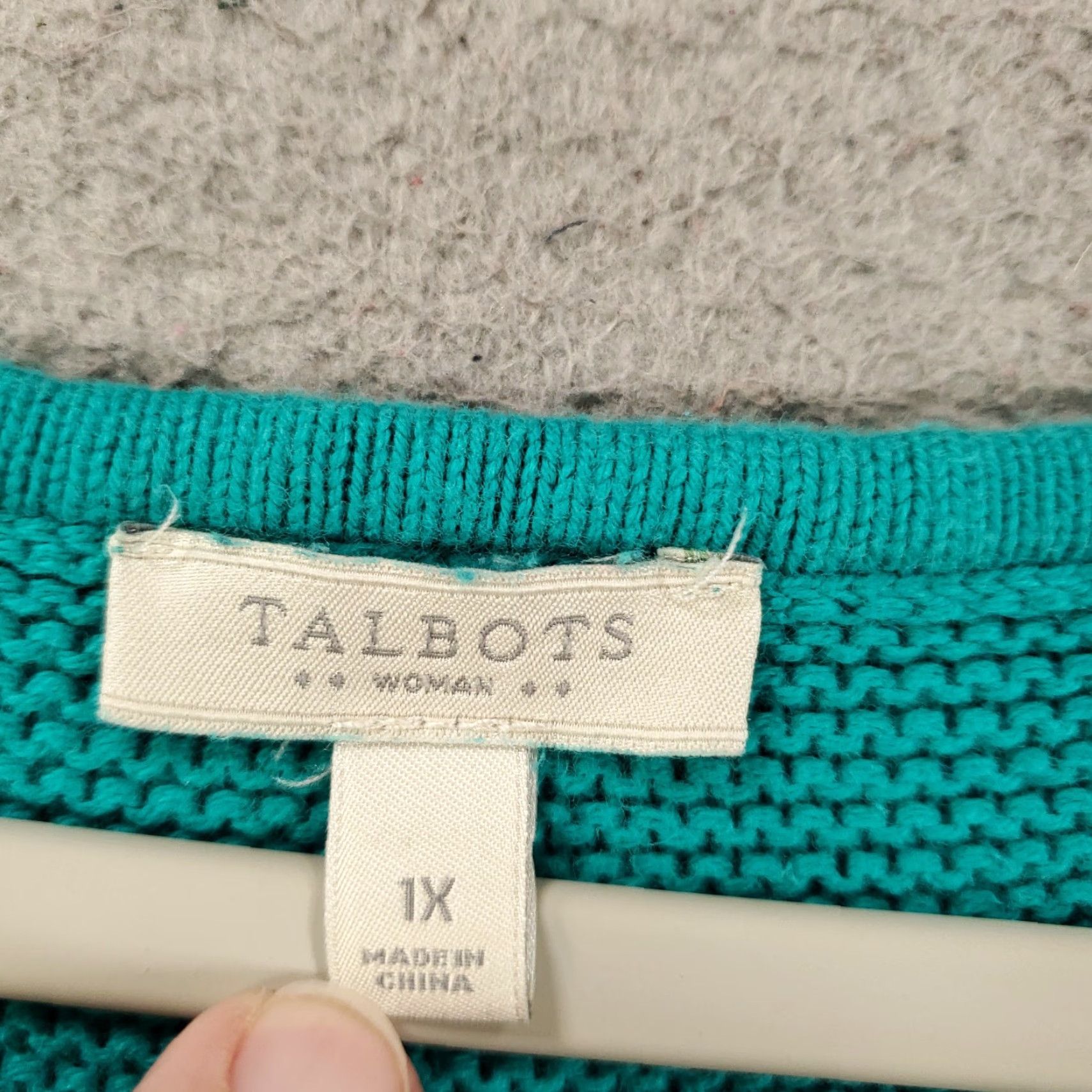 Talbots Talbots Womens 1X Teal Blue Groove Knit Texture Long Sleeve Pullover Sweater Size XL / US 12-14 / IT 48-50 - 5 Thumbnail