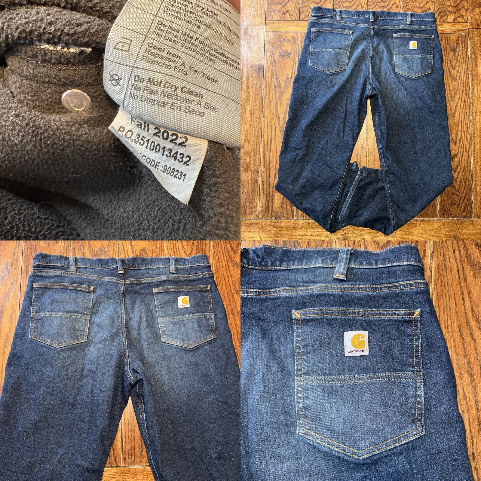 Carhartt Carhartt Jeans Relaxed Fit Fleece Lined Insulated Blue Denim 40x32 104939 H88 Size US 40 / EU 56 - 8 Thumbnail
