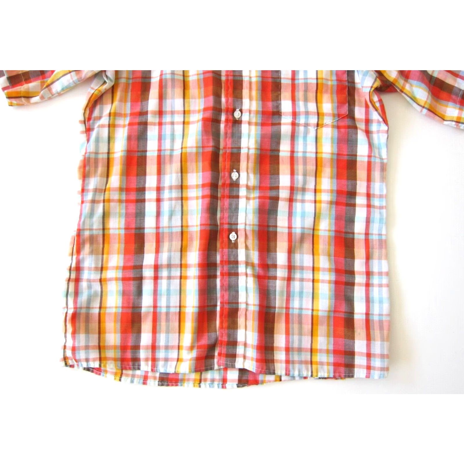 Vintage VINTAGE The County Seat Shirt Mens M Orange Plaid Western Short Sleeve Cotton Button-Up Size US M / EU 48-50 / 2 - 7 Thumbnail