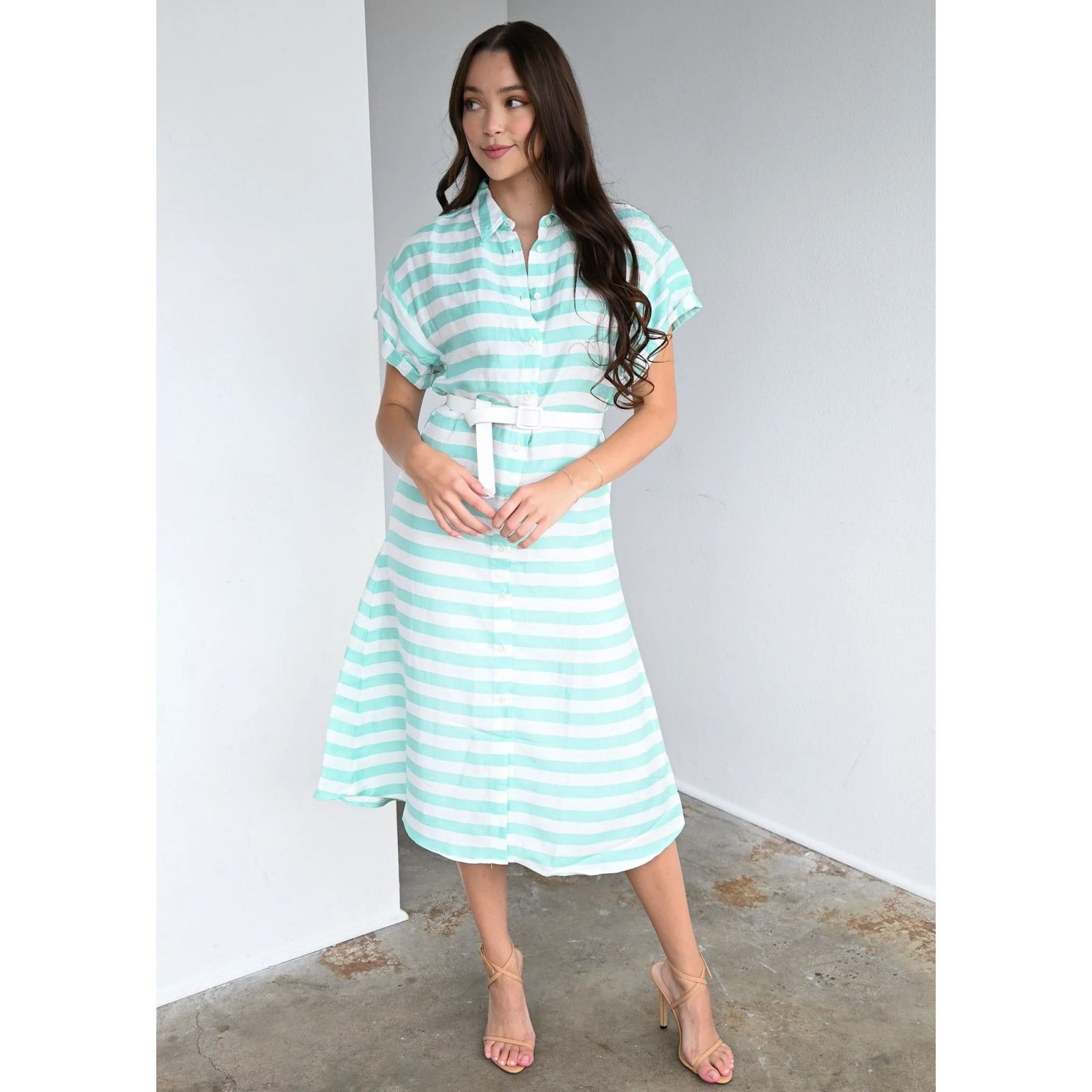 Other Never A Wallflower Aster Short Sleeve Shirt Dress Stripes Size M / US 6-8 / IT 42-44 - 1 Thumbnail