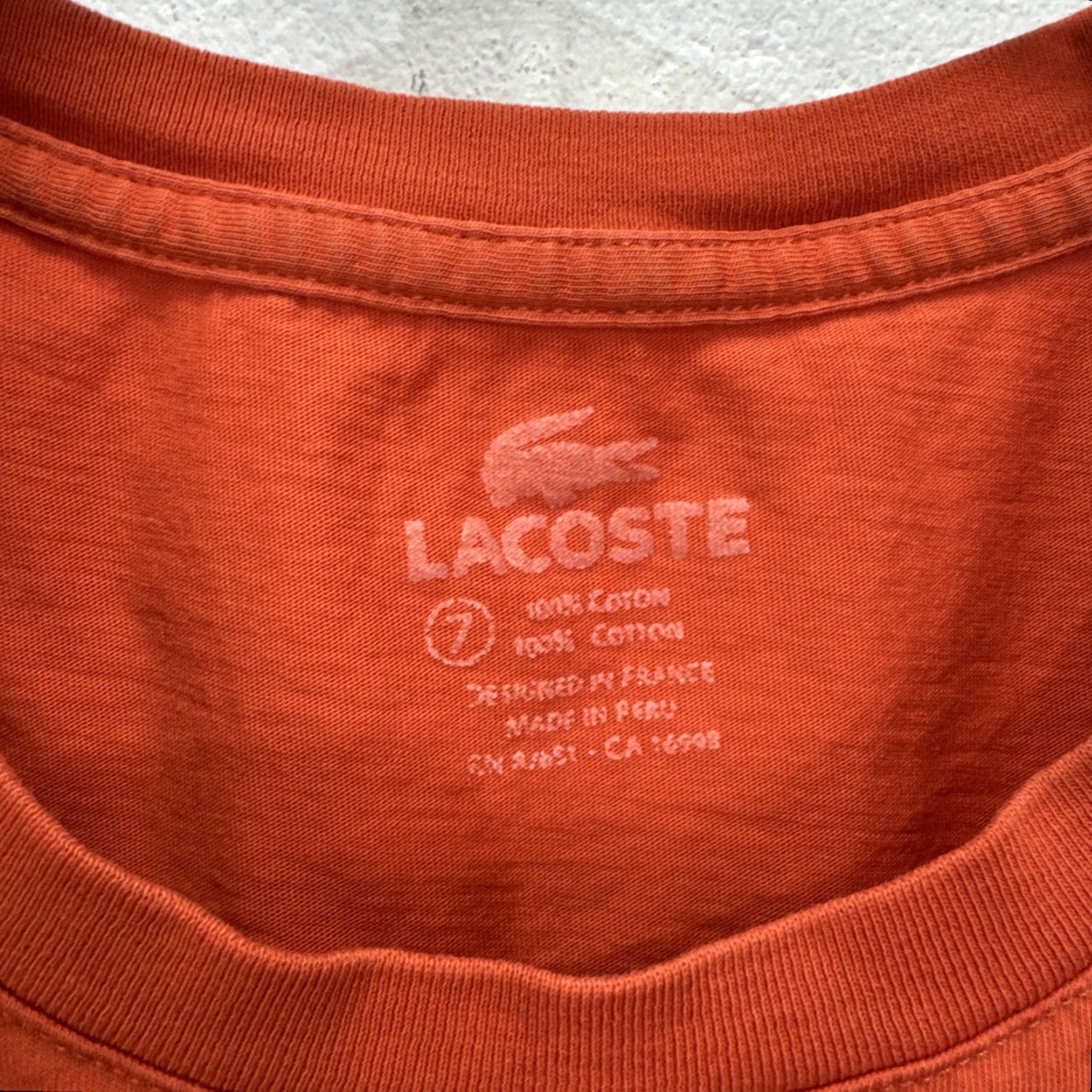 Lacoste Lacoste T-Shirt Mens Size 7 Short Sleeve Orange Cotton Crew Neck Logo Alligator Size US M / EU 48-50 / 2 - 2 Thumbnail