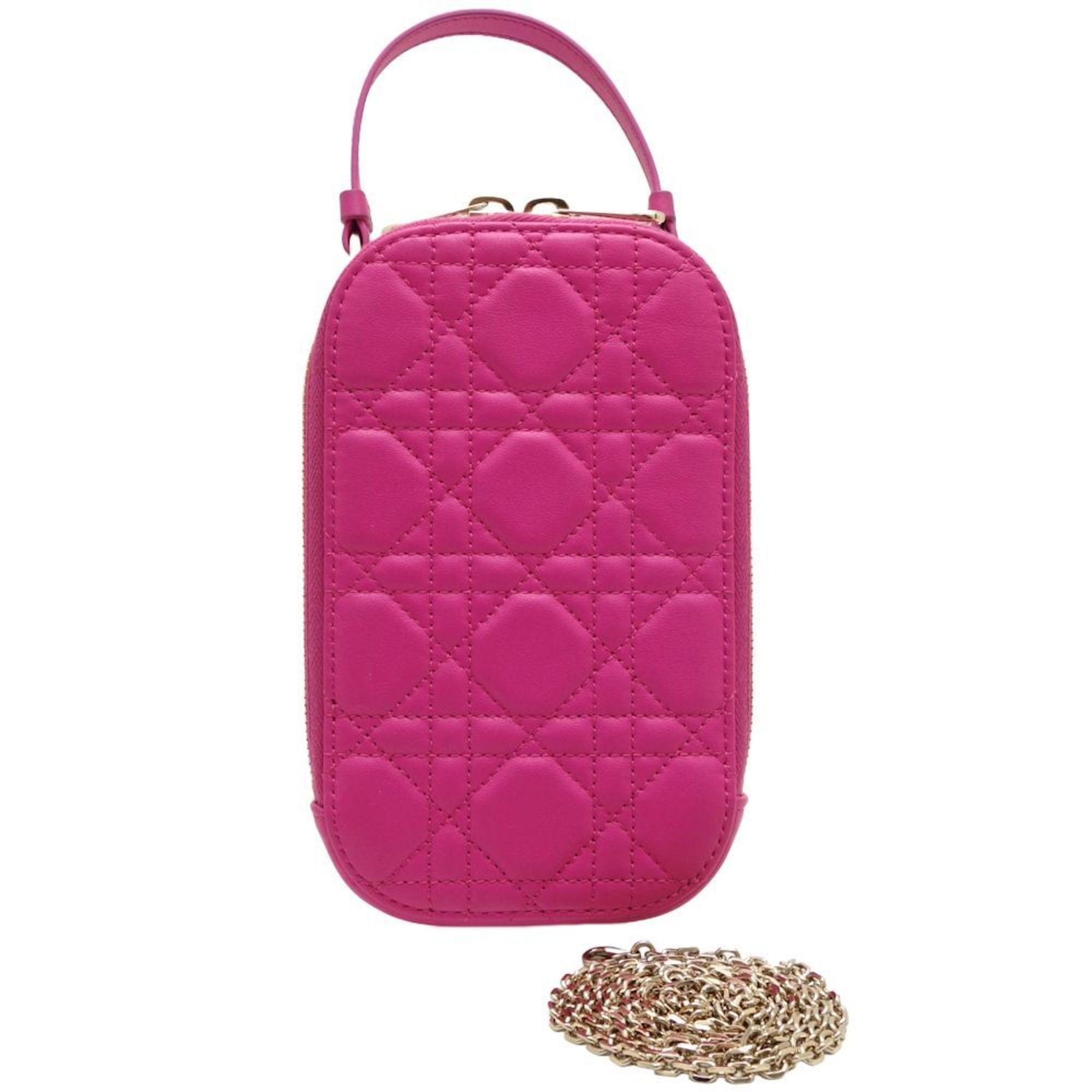 image of Christian Dior Lady Phone Holder S0872Onmj 43-Ma-0233 Pochette Leather Pink 180346, Women's