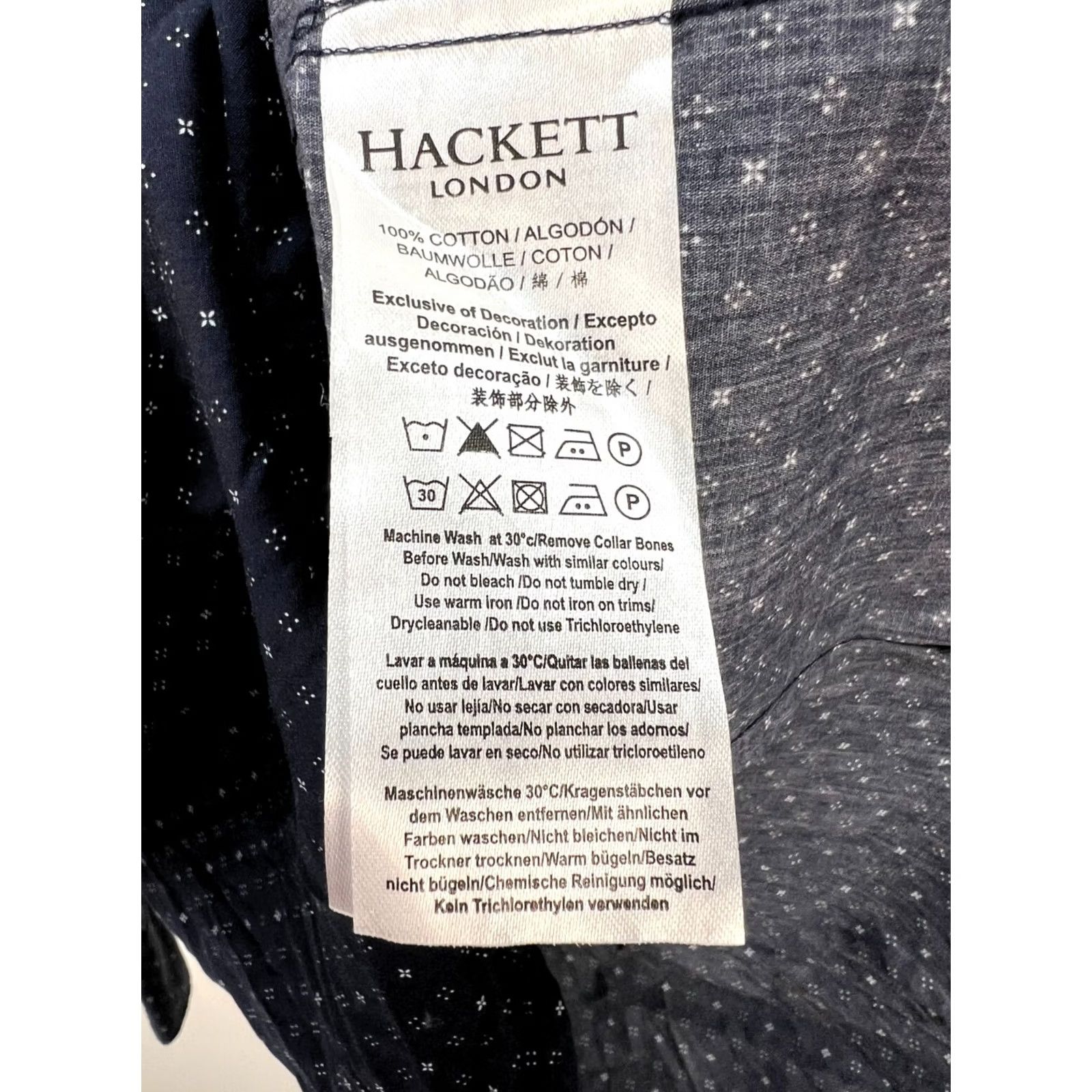 Hackett Hackett London Long Sleeve Shirt Mens Size M Blue Dots And Crosses Print Button-Up Collar Size US M / EU 48-50 / 2 - 5 Thumbnail