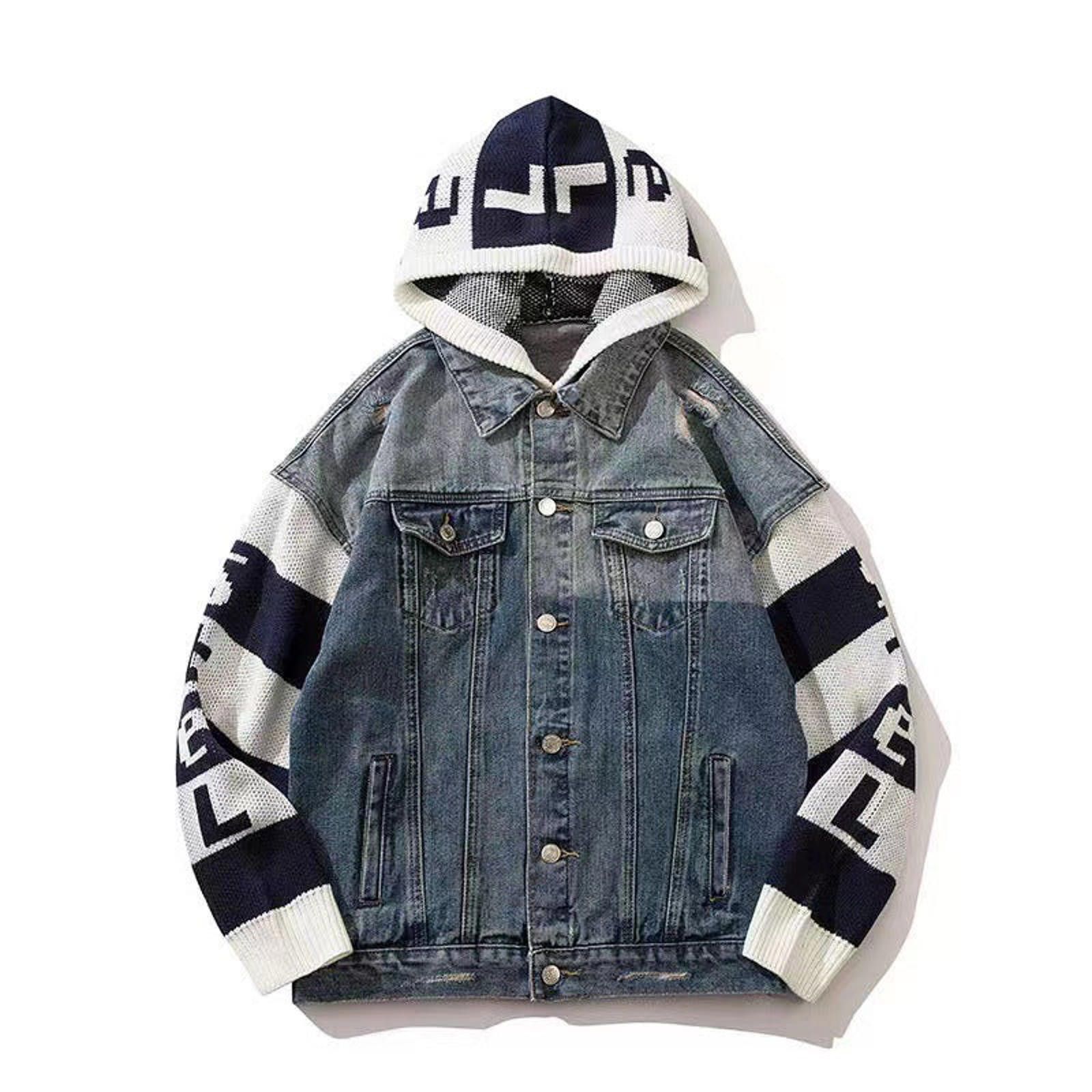 Other Faux-Layer Denim + Knit Hooded Jacket | Spliced Street Size US M / EU 48-50 / 2 - 1 Thumbnail