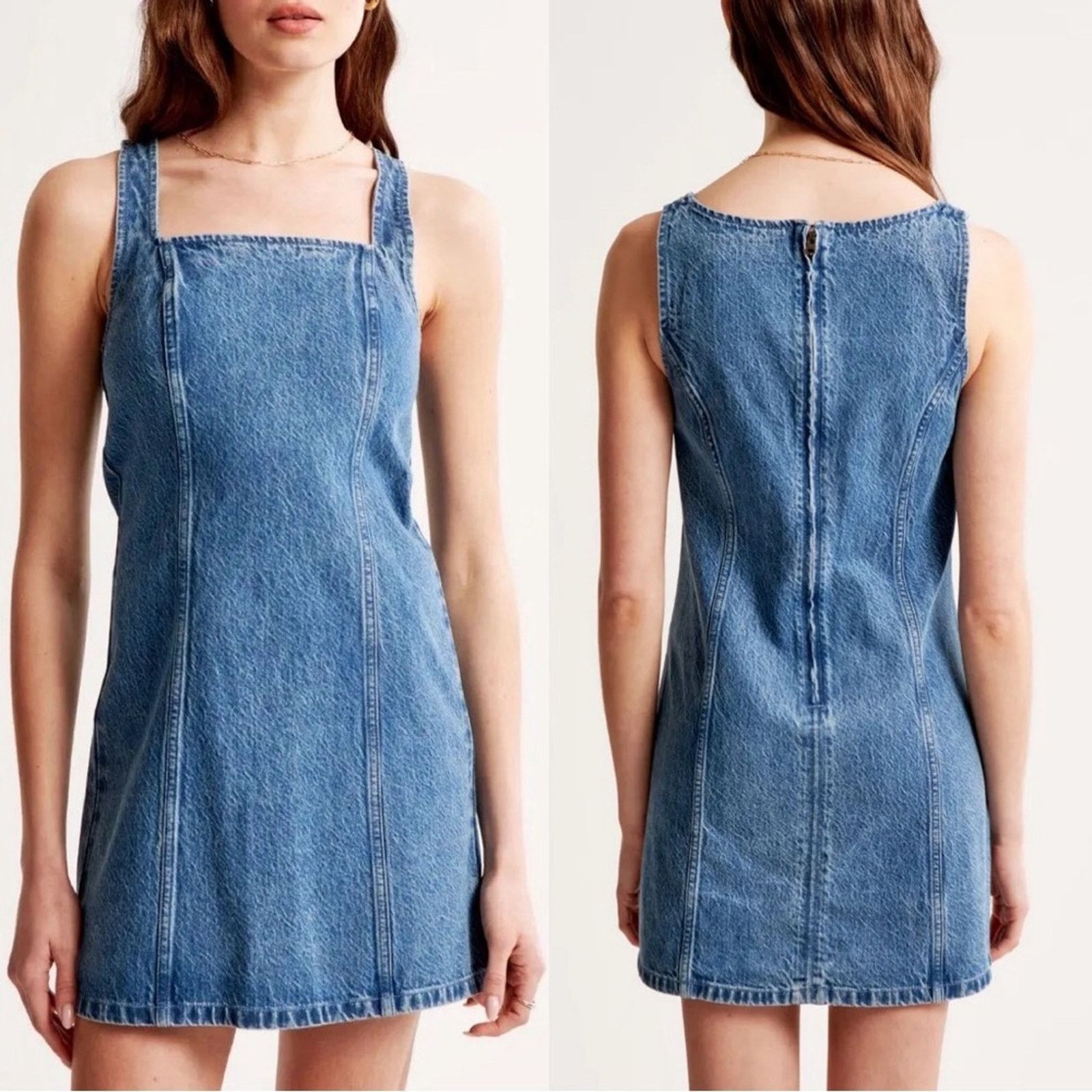 Abercrombie & Fitch Aerie Corset Denim Halter Dress Sz L | Grailed