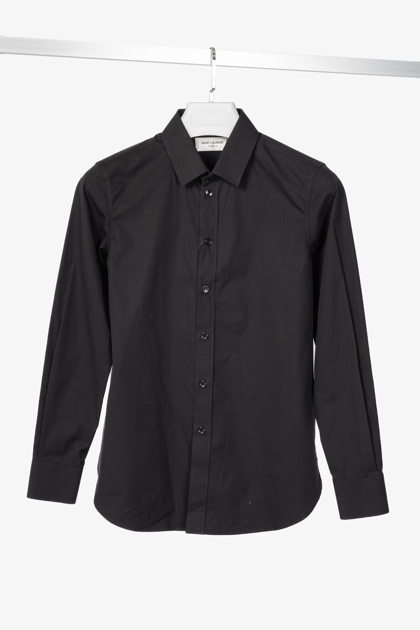Saint Laurent Paris Saint Laurent Black Cotton-Poplin Buttoned Shirt Size S / US 4 / IT 40 - 1 Thumbnail
