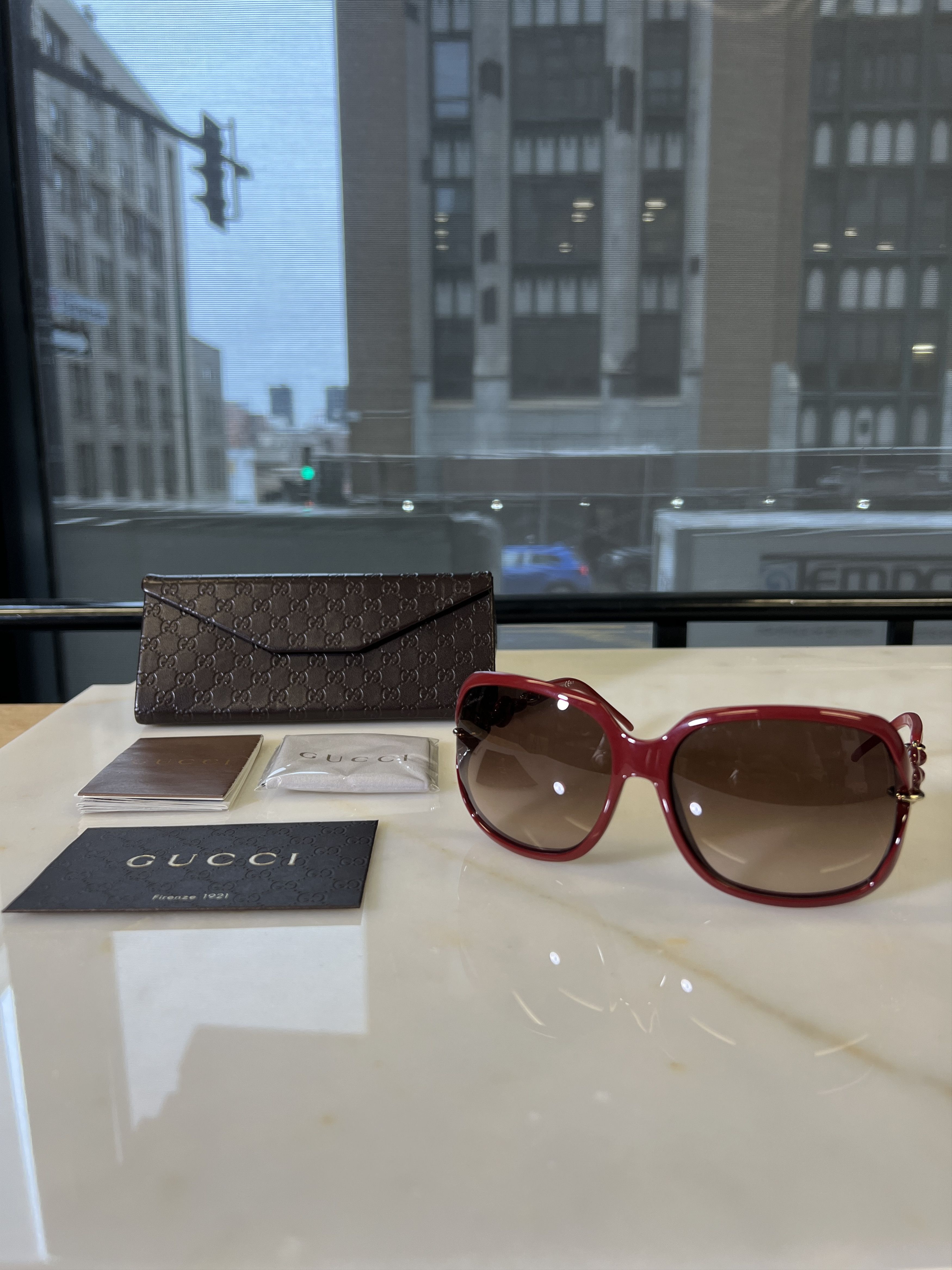 image of Gucci Red Sunglasses, Women's