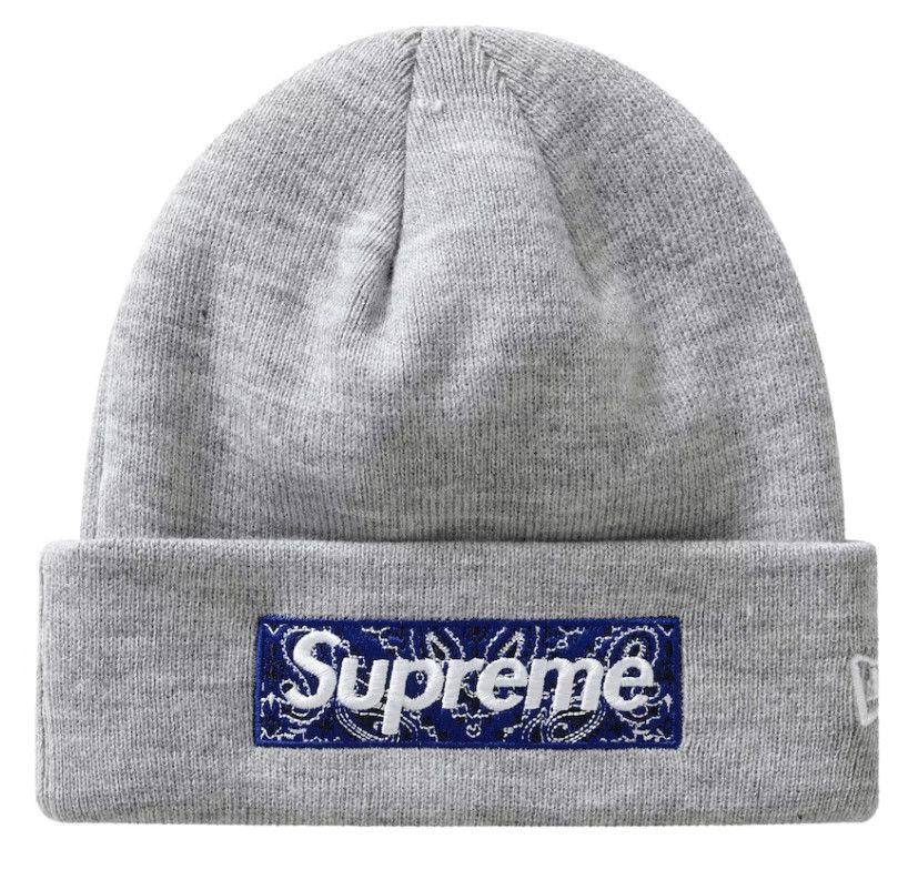 Supreme New Era Box Logo Beanie (FW19) Heather Grey Size ONE SIZE - 1 Thumbnail