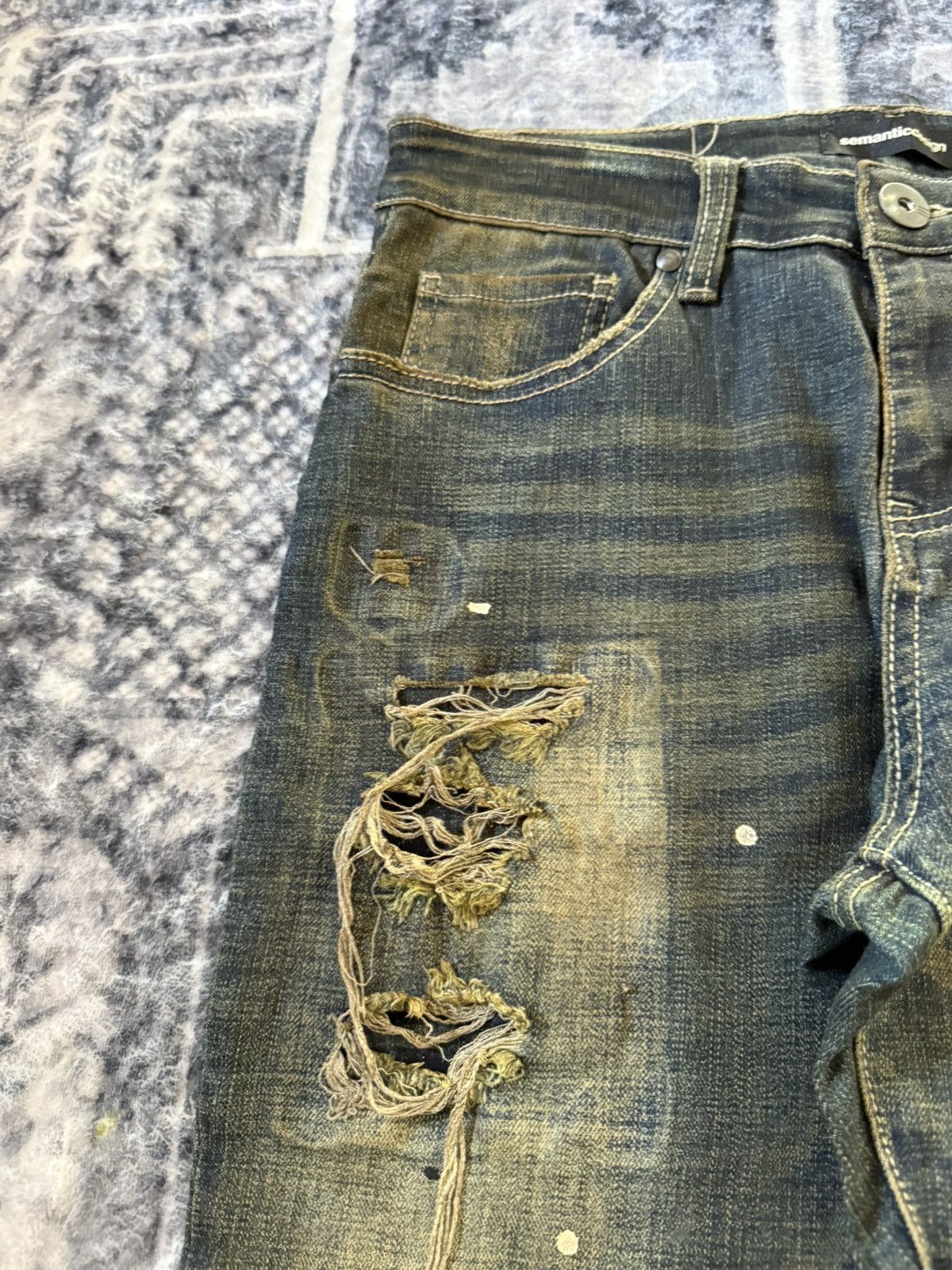 Hysteric Glamour Semantic Design Japan Mud Wash Distressed Tapered Jeans Size US 30 / EU 46 - 12 Thumbnail