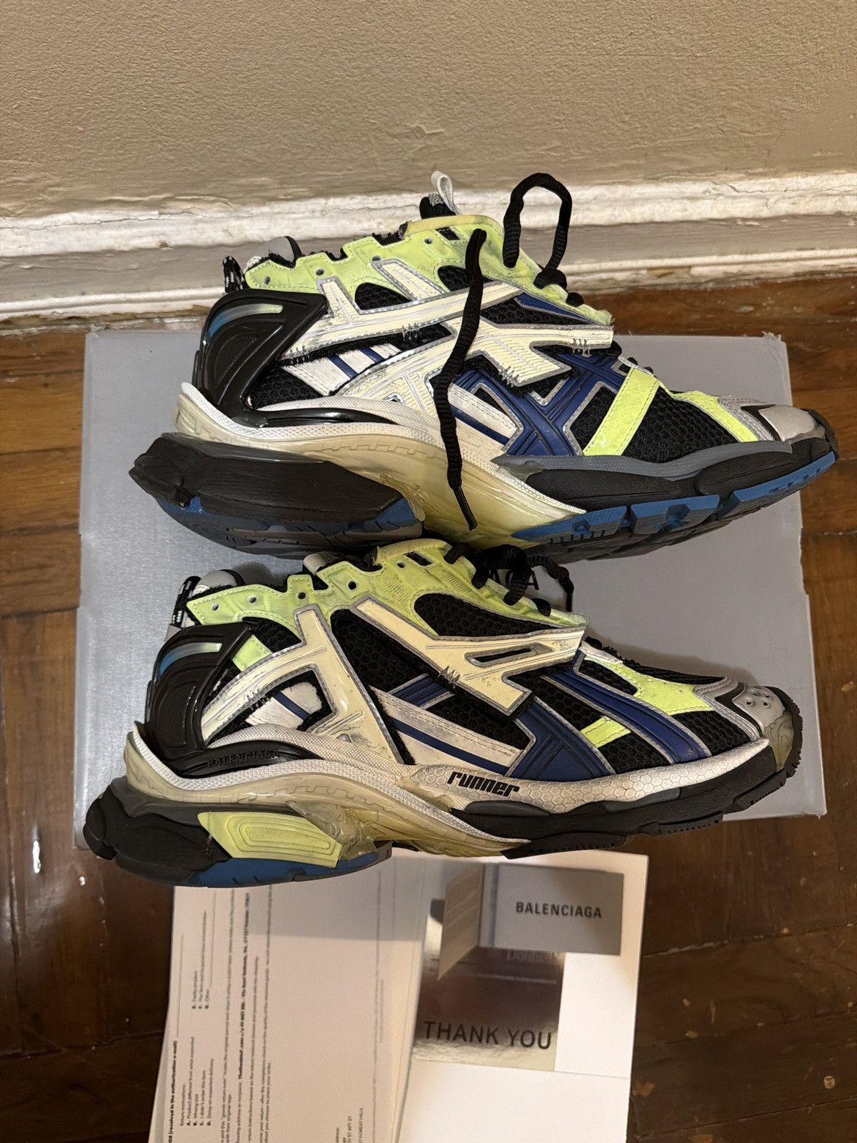 Balenciaga Balenciaga Mesh Runner Green Blue Black Grey Size US 11 / EU 44 - 6 Thumbnail