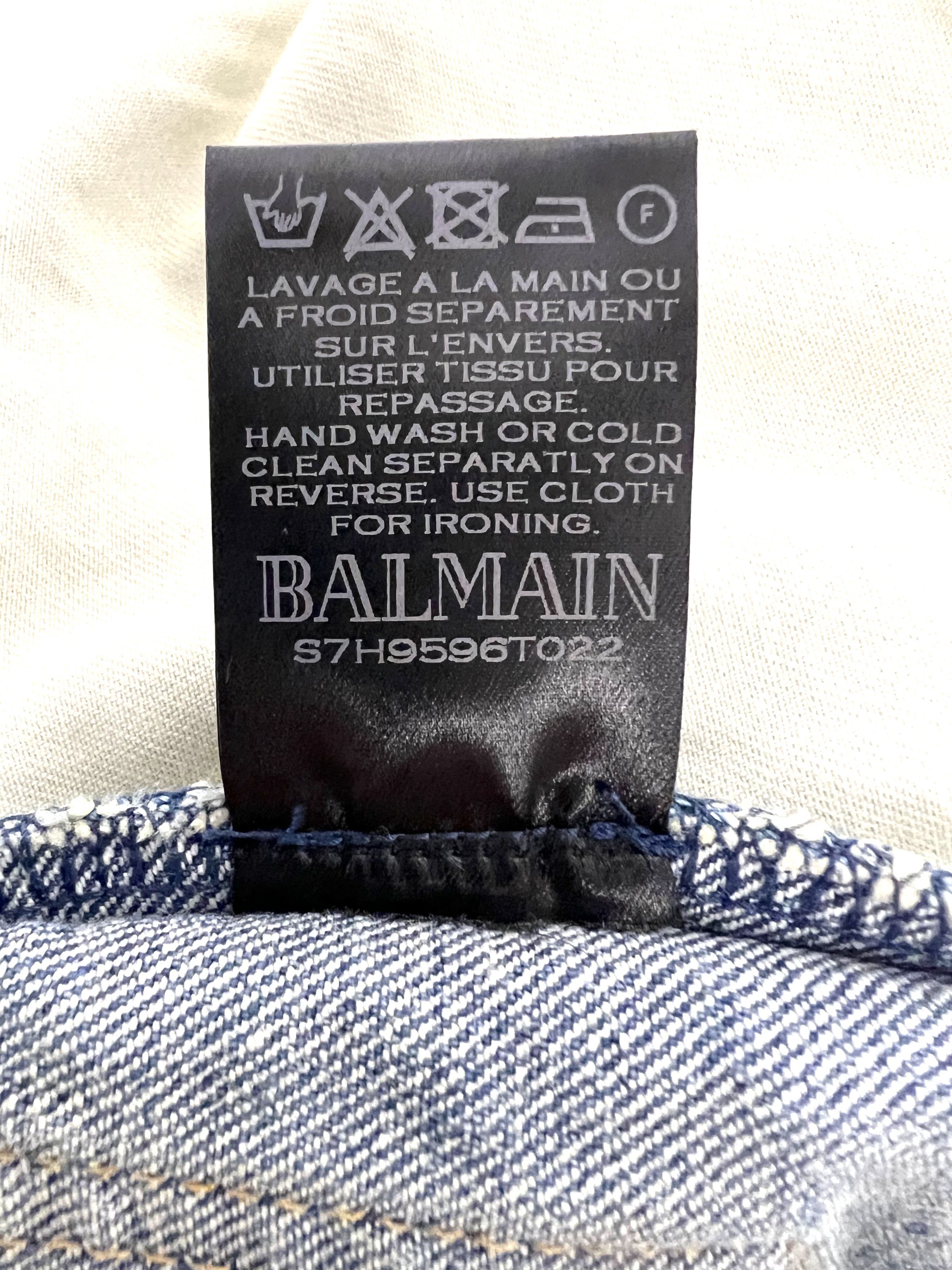 Balmain NEW, BALMAIN PARIS BLUE RIBBED DENIM JEANS SS17 Size US 33 - 20 Thumbnail