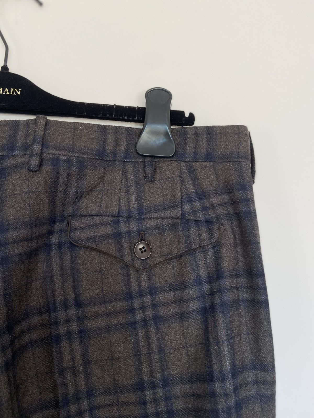 Rota Rota Brown Blue Checked Wool Trousers Size US 39 - 5 Thumbnail
