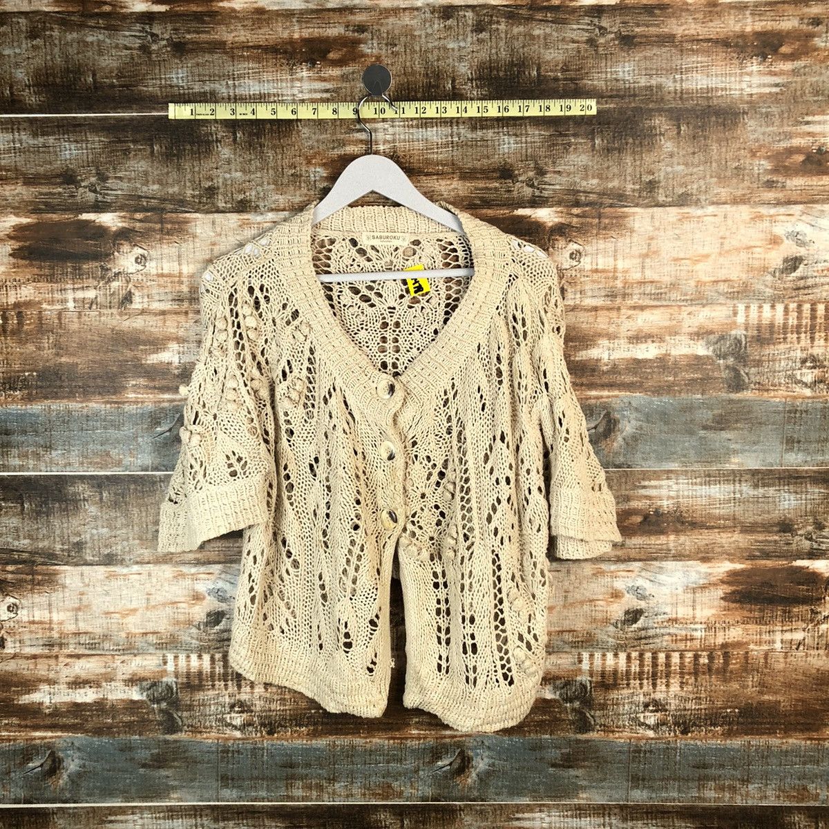 Japanese Brand Saburoku Cream Cardigan Knitwear #A1478 Size M / US 6-8 / IT 42-44 - 1 Thumbnail