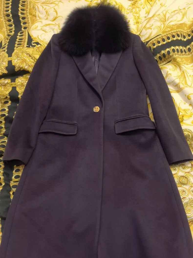 Versace Versace Purple Wool Fur Collar Coat - dmc Size US M / EU 48-50 / 2 - 1 Thumbnail