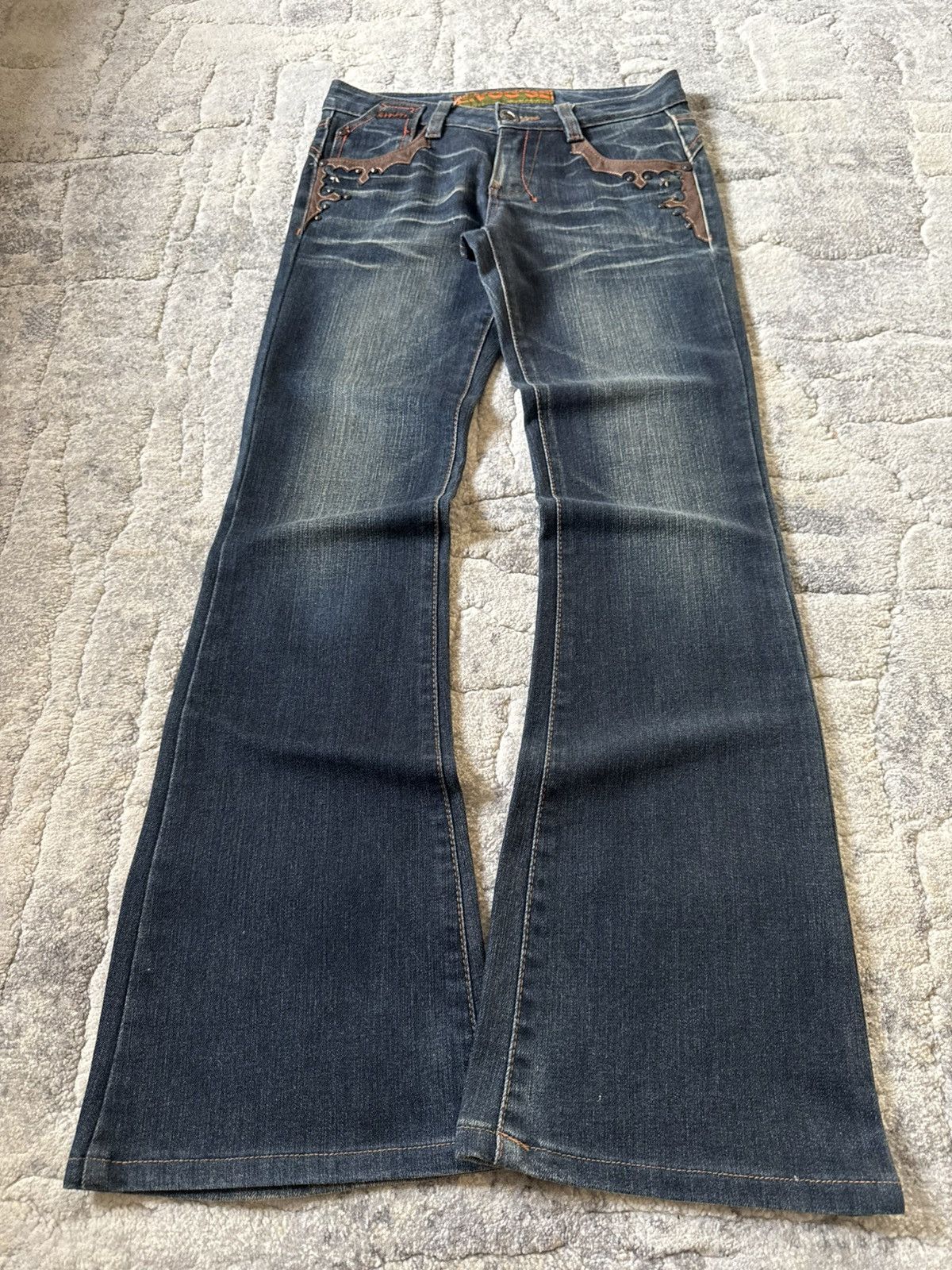 Tornado Mart Tornado Mart Style Studded Tribal Trim Pocket Flared Jeans Size US 27 - 1 Thumbnail