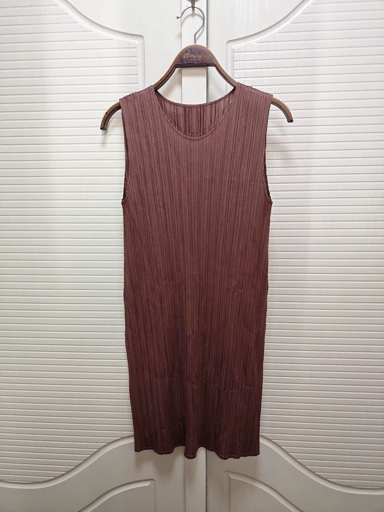 Issey Miyake Issey Miyake size:3 Brown sleeveless dress Size M / US 6-8 / IT 42-44 - 1 Thumbnail
