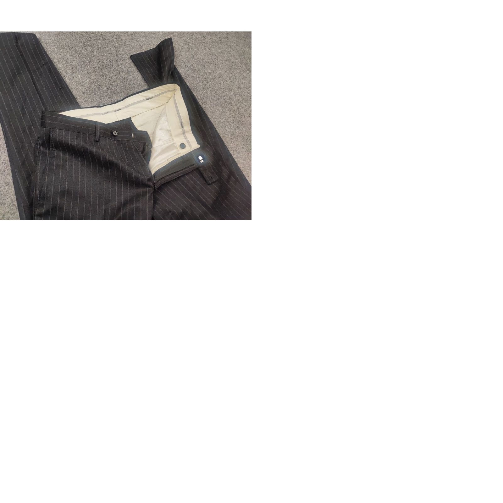 Paoloni Paoloni Quarantotto Reda Super 110s Wool Gray Striped Blazer Pants Suit Size 40R - 10 Thumbnail