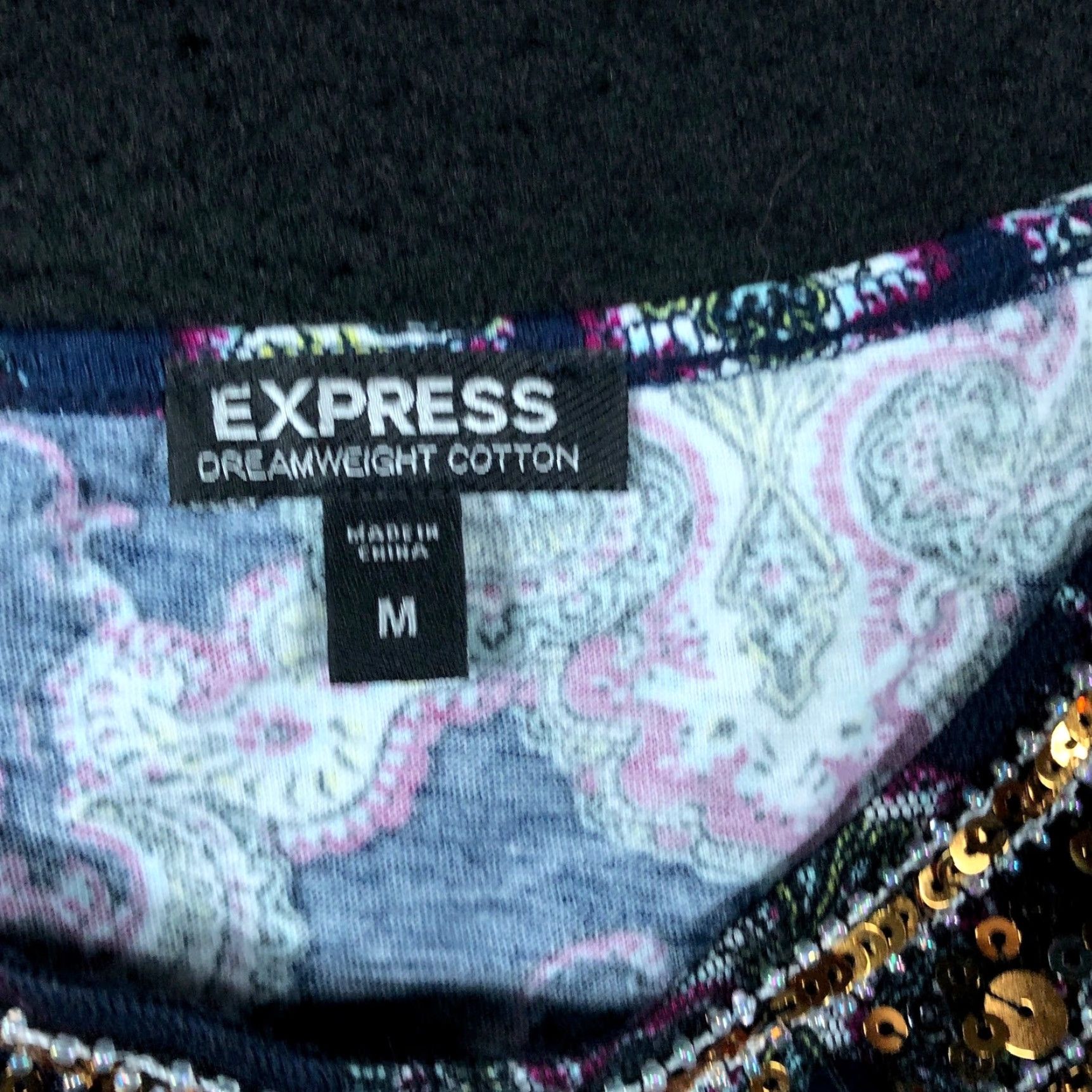 Express Express Shirt Womens Multicolored Paisley Tank Sequin U Neck Modal Blend M Size M / US 6-8 / IT 42-44 - 4 Thumbnail