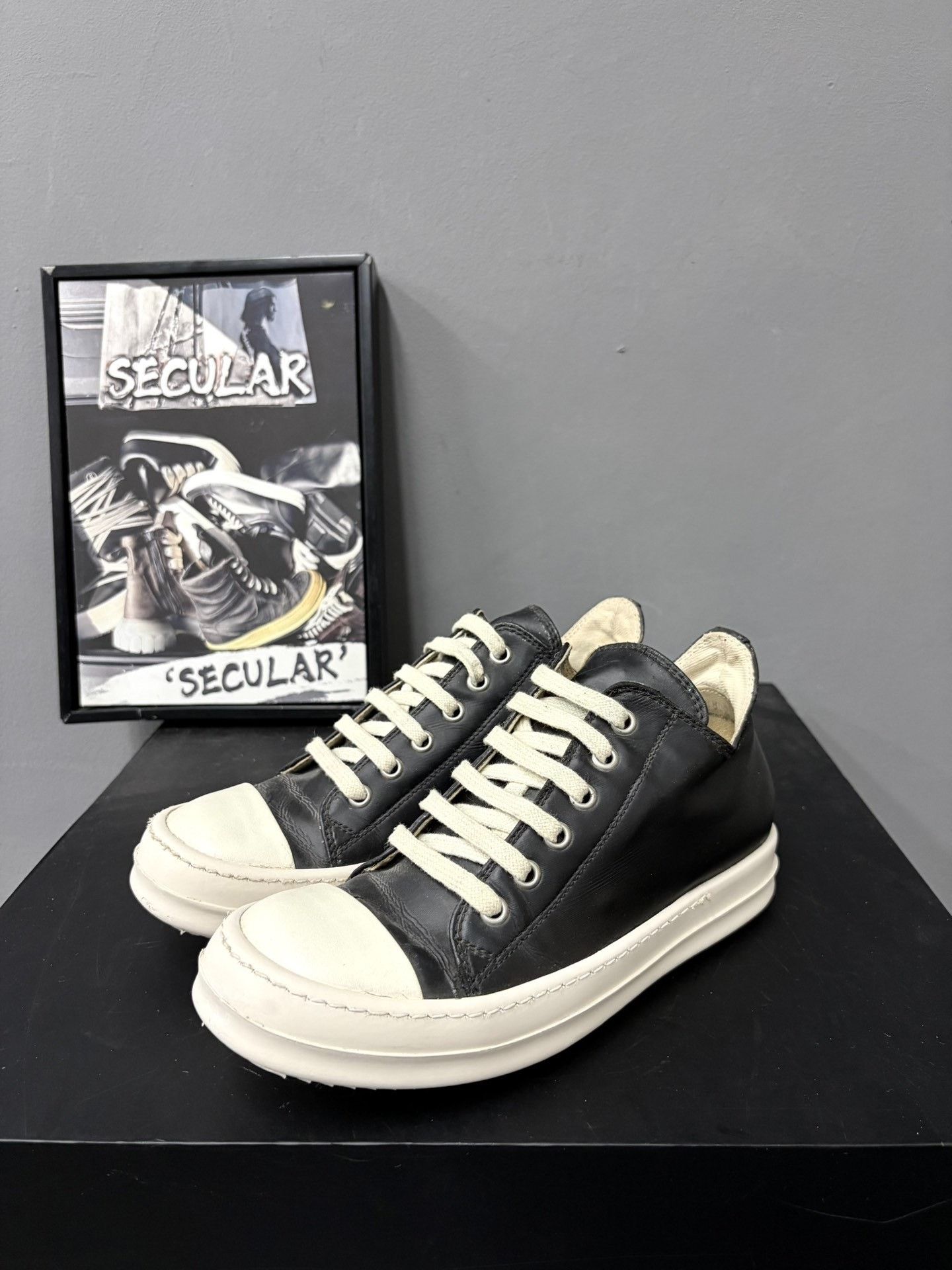 Rick Owens Drkshdw Rick Owens Drskhdw Black White Low-Top Size US 5 / IT 35 - 1 Thumbnail