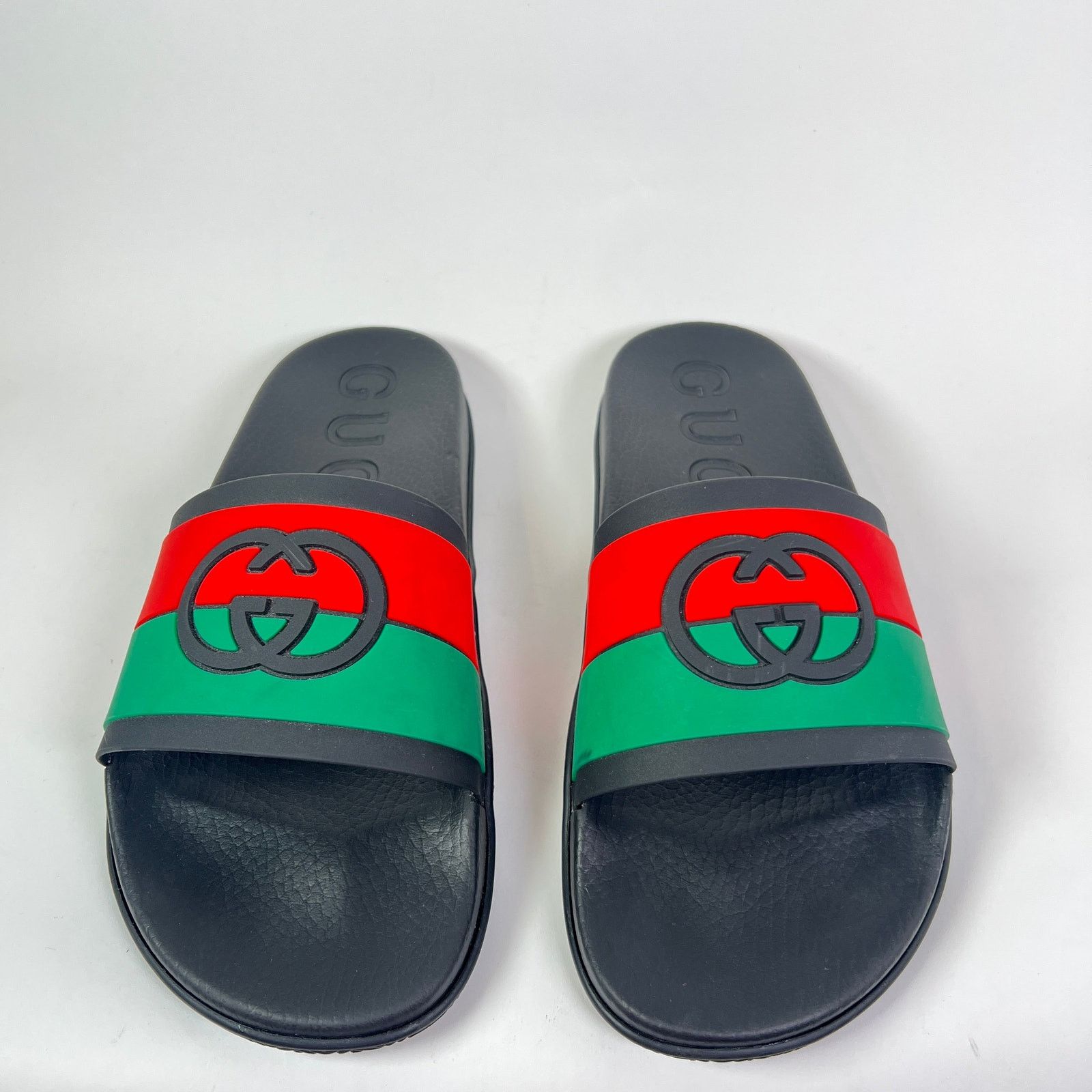 Gucci Gucci Tricolor Web Interlocking G Pool Slides Size US 12 / EU 45 - 2 Thumbnail
