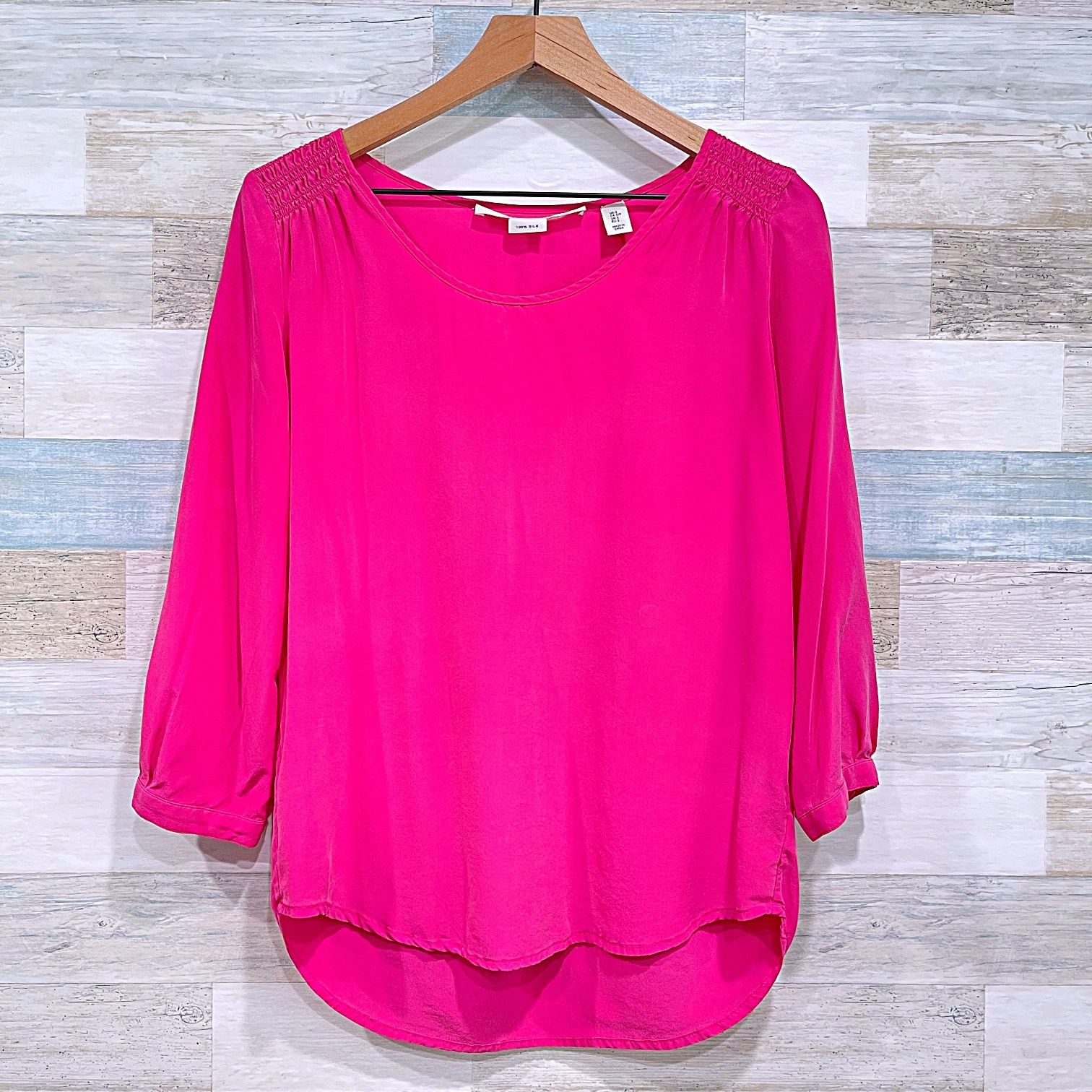 Other Max Studio 100% Silk Smock Shoulder Blouse Pink 3/4 Sleeve S Size S / US 4 / IT 40 - 1 Thumbnail