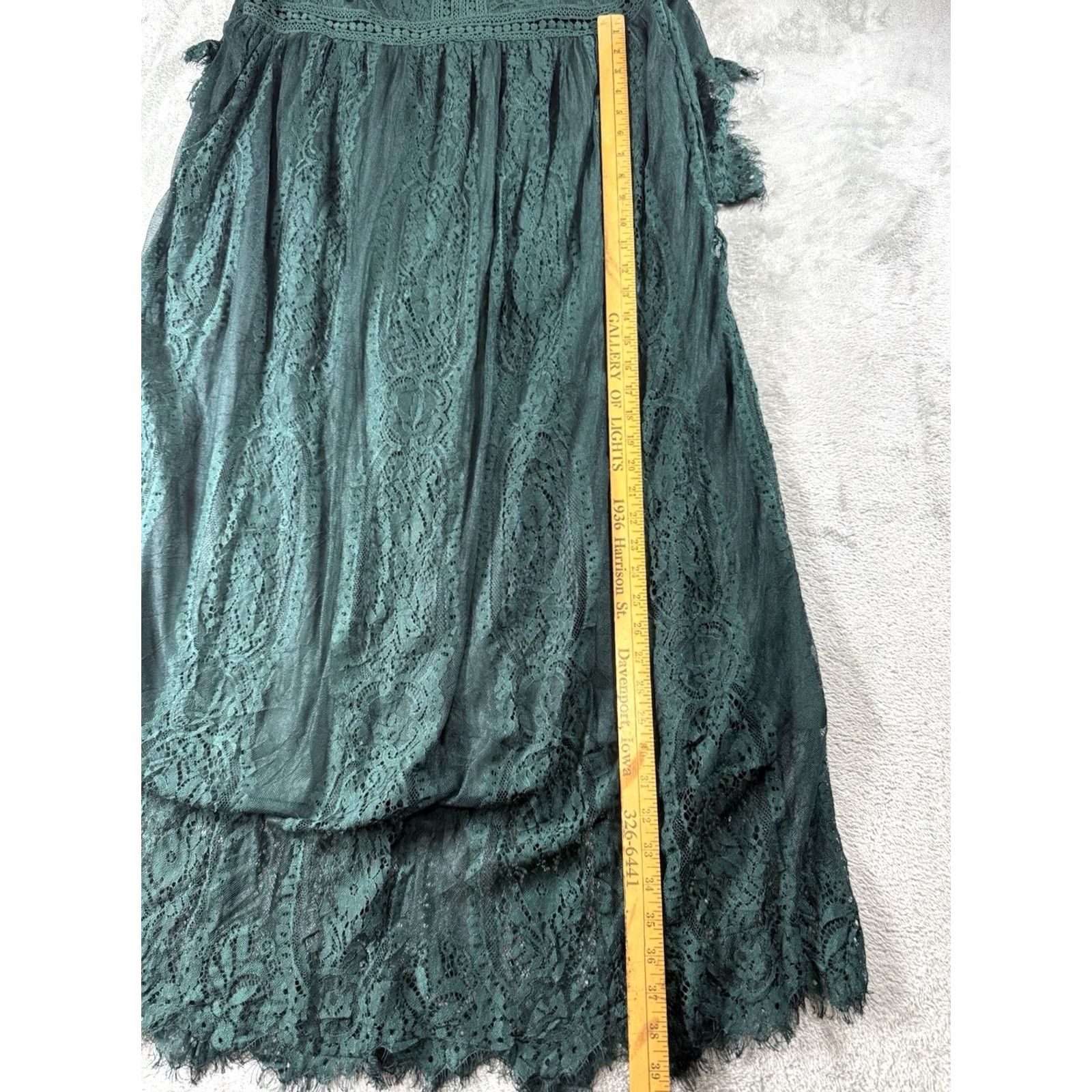 Hunter Womens Plus 2X Fairy Core Dress Whimsy Elegant Feminine Coquette Maxi Lace Short Sleeve Cap Sleeve Pullover Green 2X Plus Size Womens Dress Size XXL / US 16-18 / IT 52-54 - 4 Thumbnail