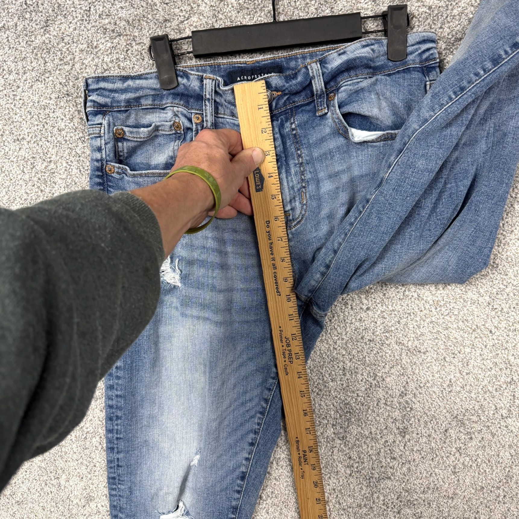 Vintage Aéropostale Jeans Mens 30x29.5 Blue Denim Athletic Skinny Distressed Grunge Jeans Mens Athletic Skinny Medium Wash Grunge 90s Size US 30 / EU 46 - 5 Thumbnail