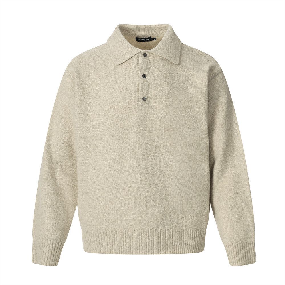 Vintage Men's loose casual all-match polo collar knitted sweater Size US M / EU 48-50 / 2 - 1 Thumbnail
