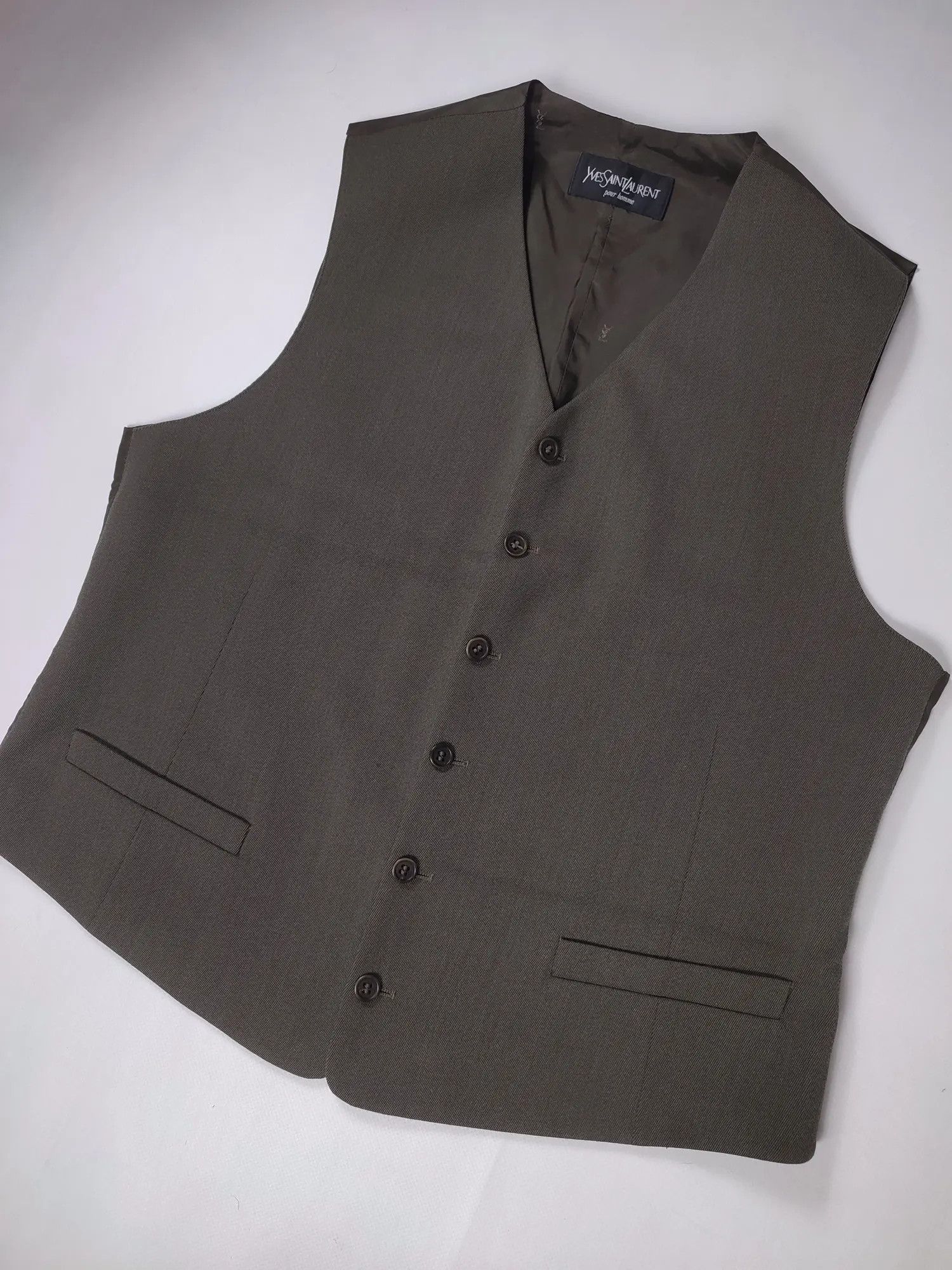 Yves Saint Laurent YSL khaki wool suit vest Size 38R - 3 Thumbnail