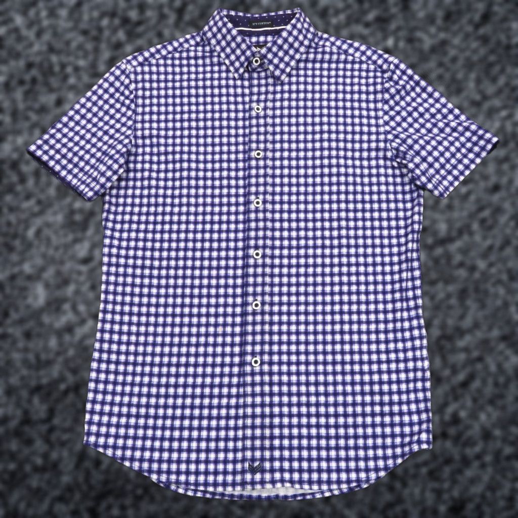Vintage Buttercloth Shirt Mens Small SLIM Icy Cotton Performance Cooling Plaid Blue Flex Size US S / EU 44-46 / 1 - 1 Thumbnail
