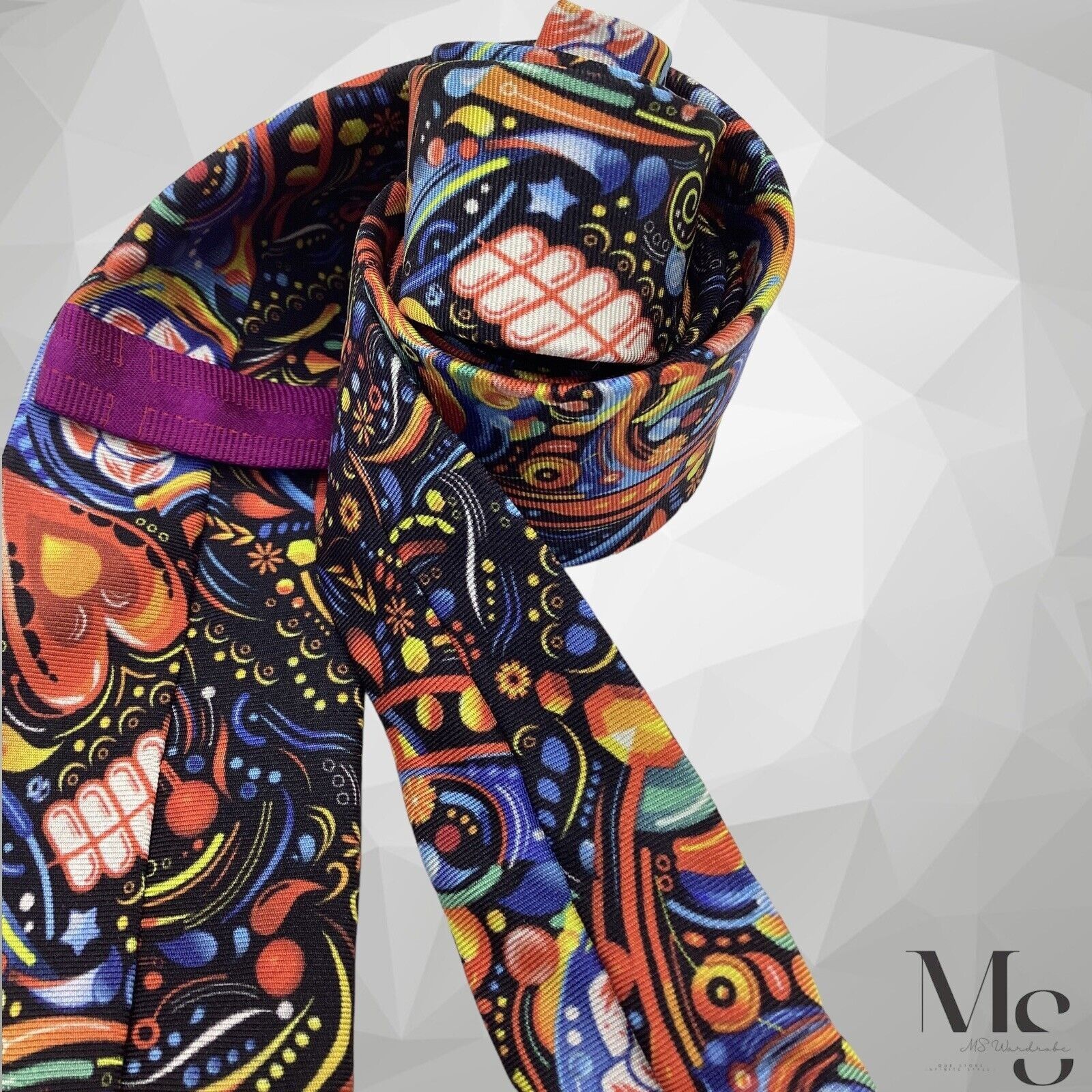 Eton ETON Multicolor Art Print Luxury Silk Tie Made in Italy W: 2 Size ONE SIZE - 5 Thumbnail