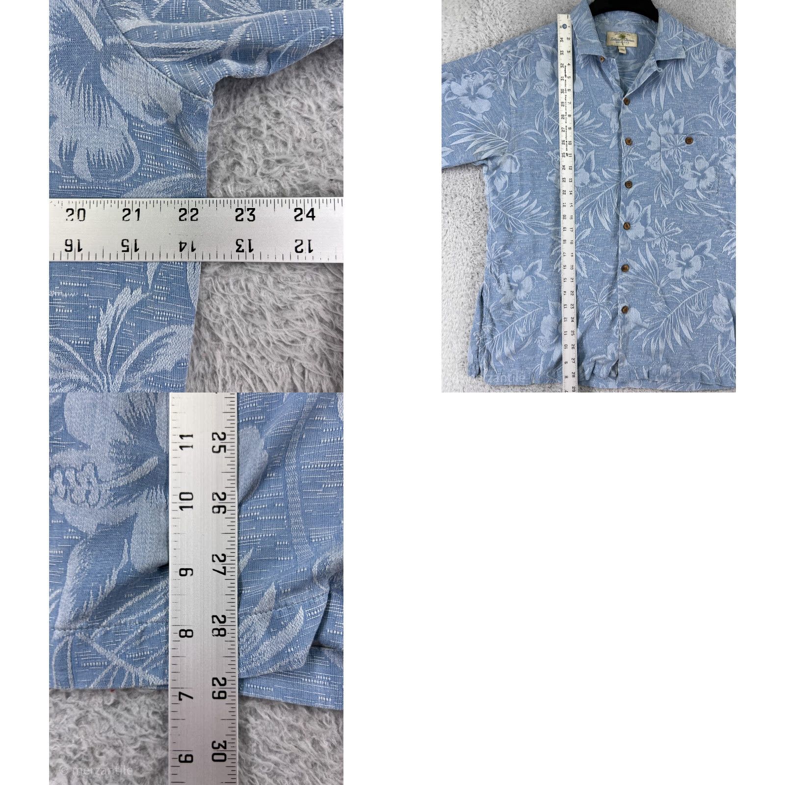 Vintage Cooke Street Island Shares Shirt Mens Large Blue Floral Hawaiian Palm Button-Up Silk Cotton 100% Silk Size US L / EU 52-54 / 3 - 9 Thumbnail