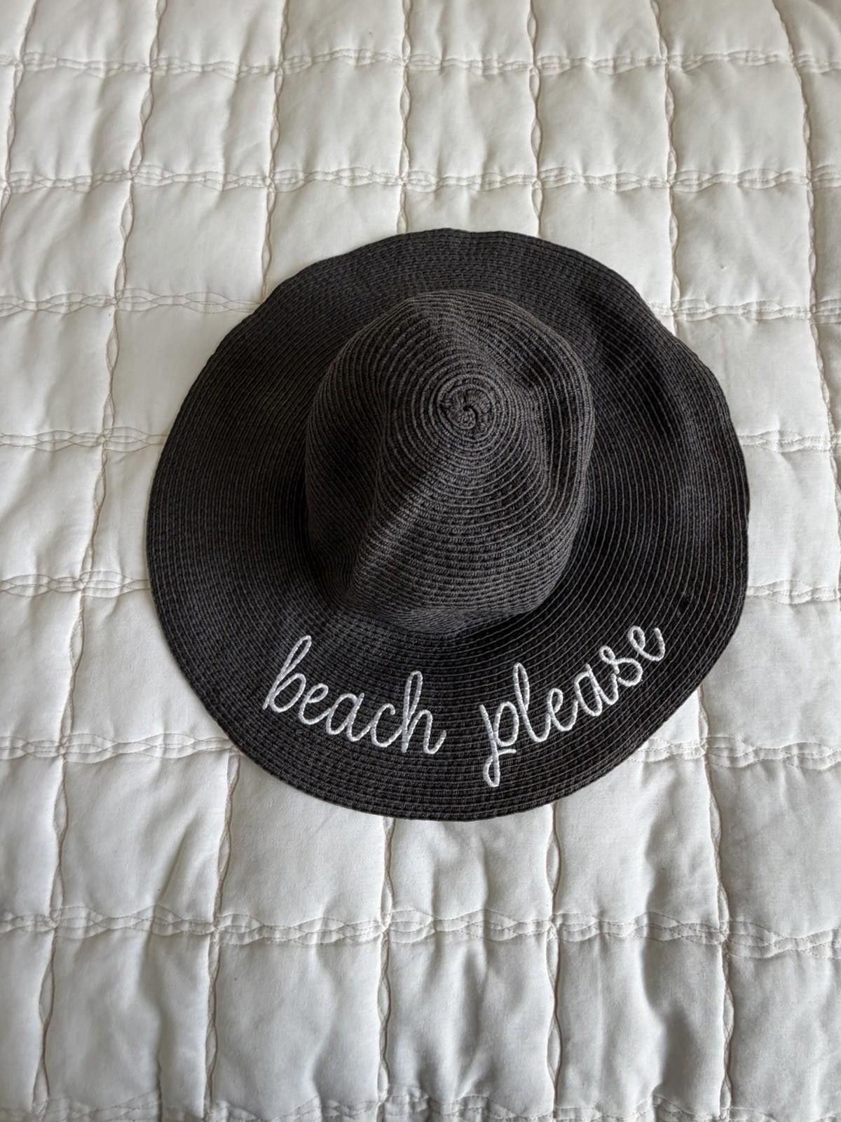 Other Women’s Black Sun Hat “Beach Please” Sun Hat OS Size ONE SIZE - 1 Thumbnail