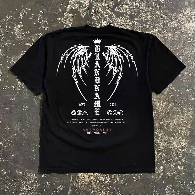 Japanese Brand Black street retro devil wings print t-shirt Size US M / EU 48-50 / 2 - 1 Thumbnail